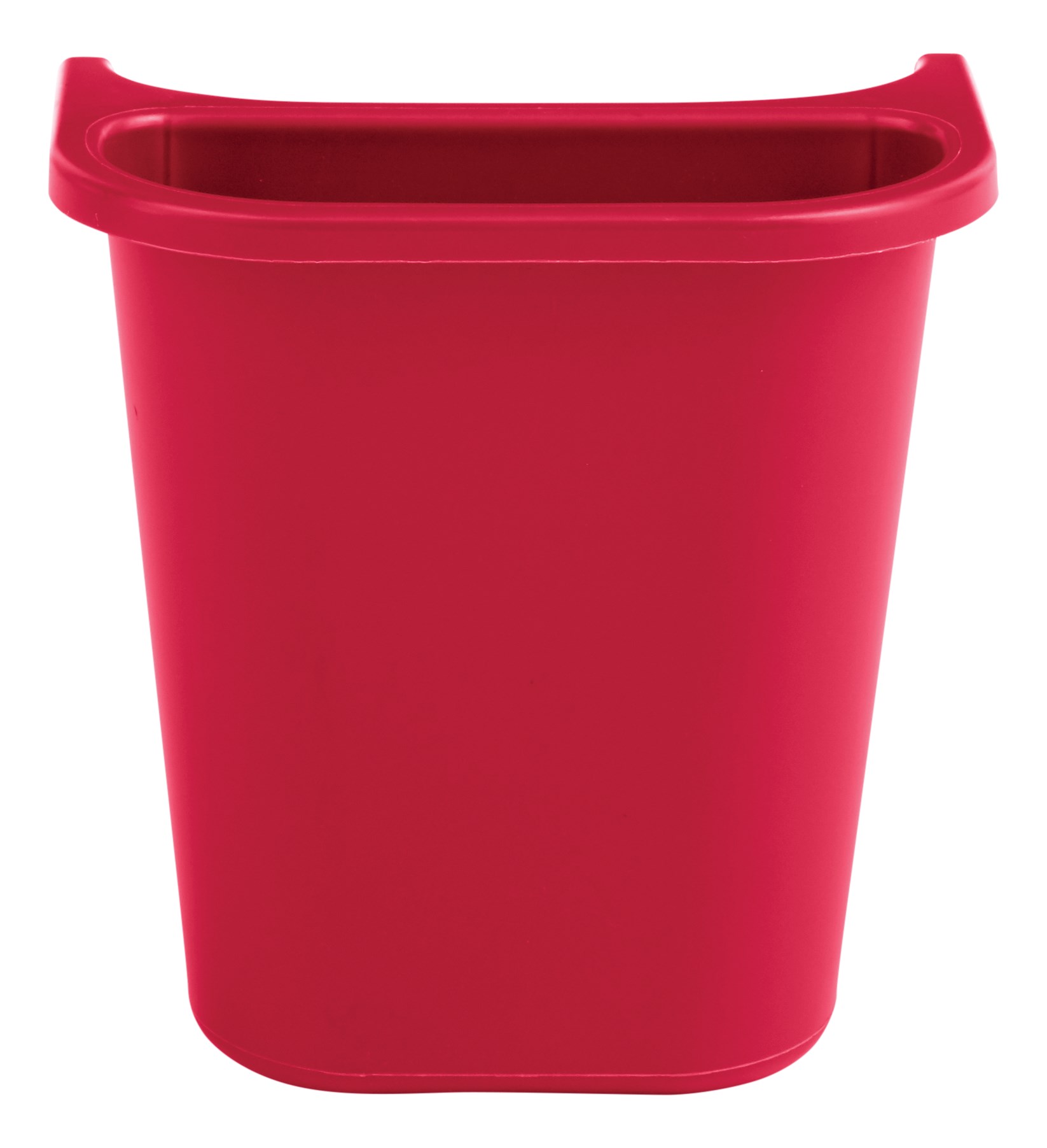 The Rubbermaid Commercial Recycling Side Bin is constructed of polyethylene to be lightweight and durable. It attaches onto medium wastebaskets to create a deskside recycling solution.