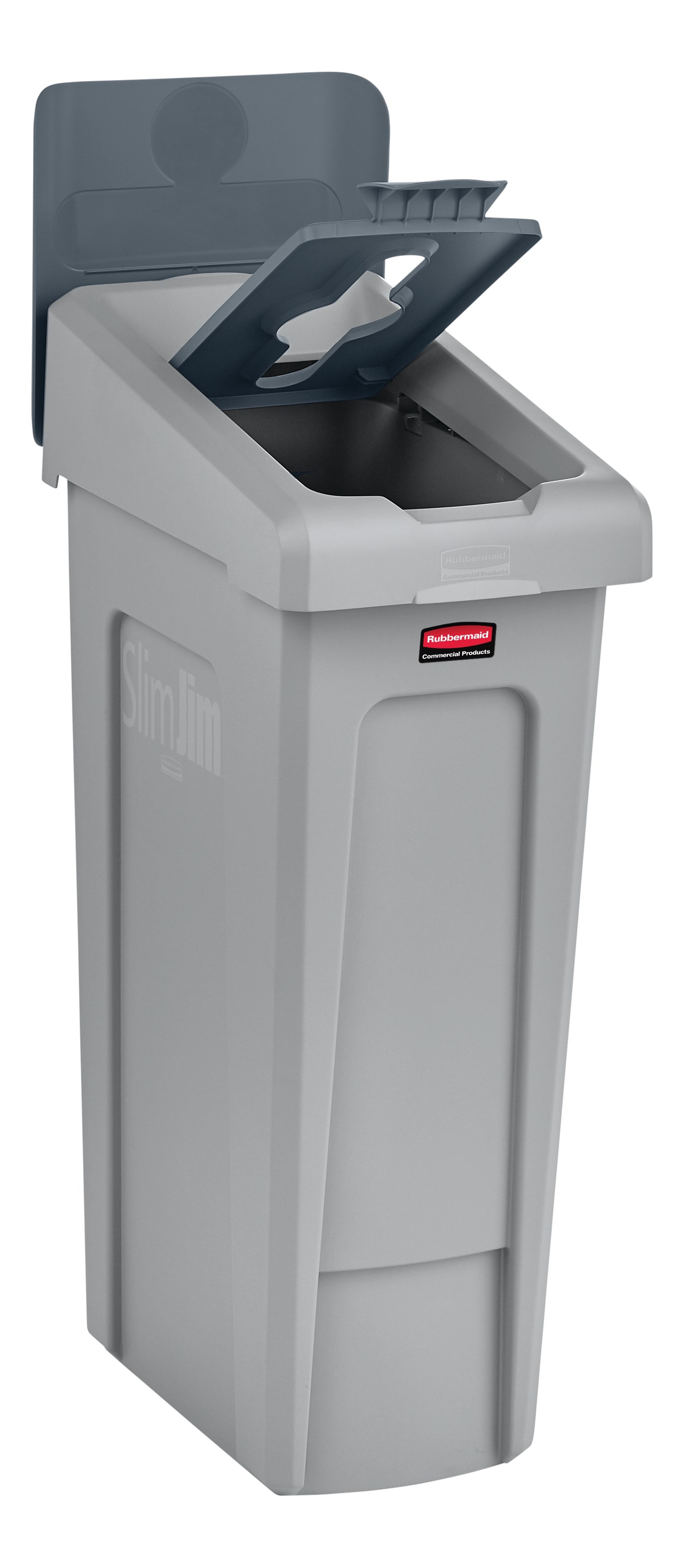 スリムジム® リサイクルステーション蓋インサートは、リサイクルを促進し、生産性を向上させる直感的な蓋開口部を提供します。