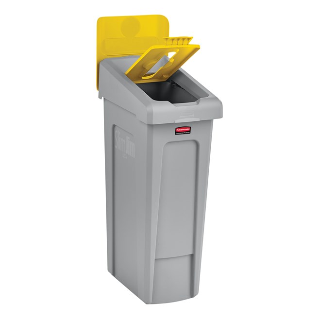 Slim Jim® Recycling Station Lid Inserts provide intuitive lid openings that promote recycling and improve productivity.