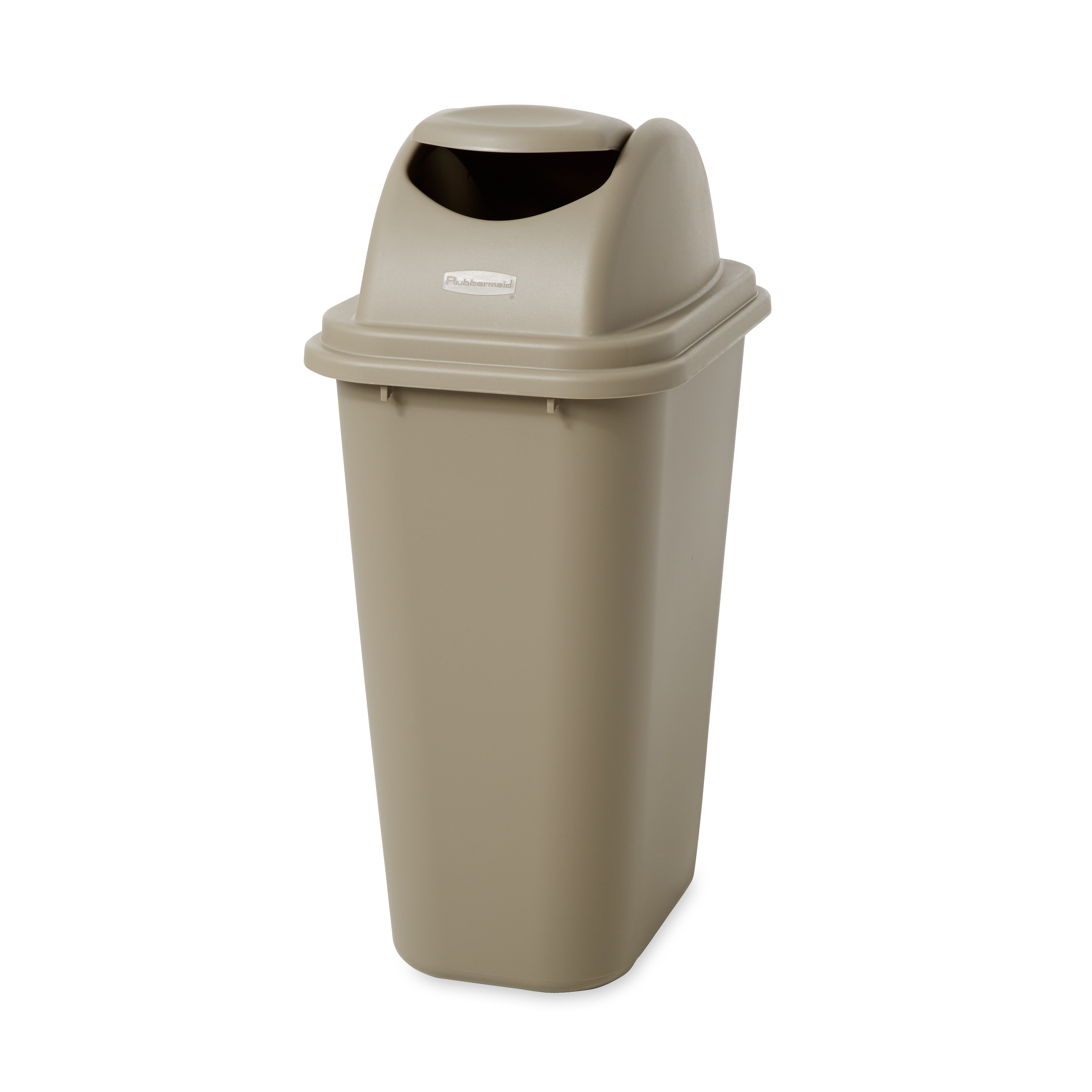 Rubbermaid Commercial Untouchable® 頂蓋和軟質垃圾桶組合包採用 LLDPE（線性低密度聚乙烯）製成，與 LDPE（低密度聚乙烯）相比，具有更強的抗凹陷、抗裂縫、抗穿刺和抗紫外線（UV）能力。