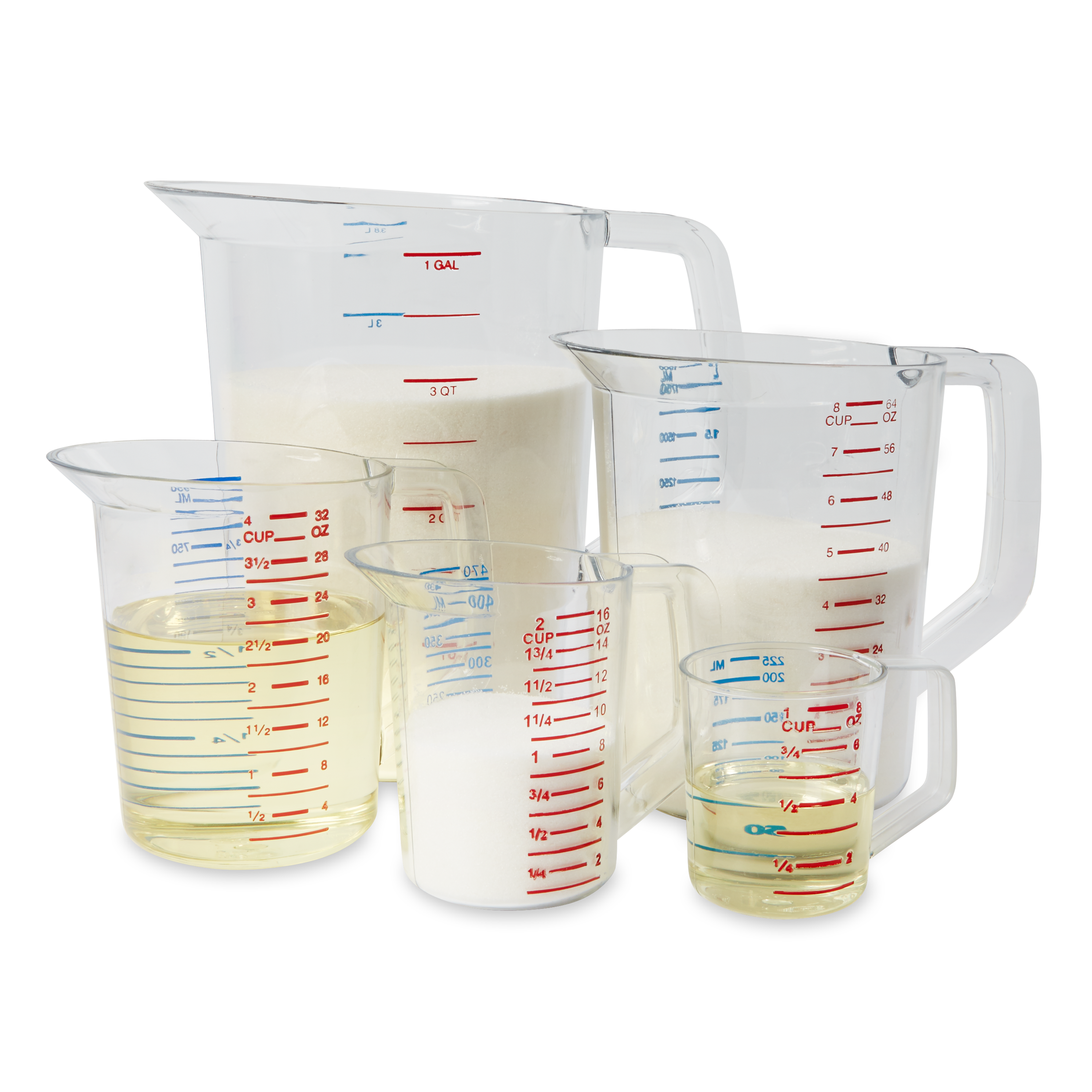 The Rubbermaid Commercial Bouncer® Measuring Cup is constructed of break-resistant, clear polycarbonate.