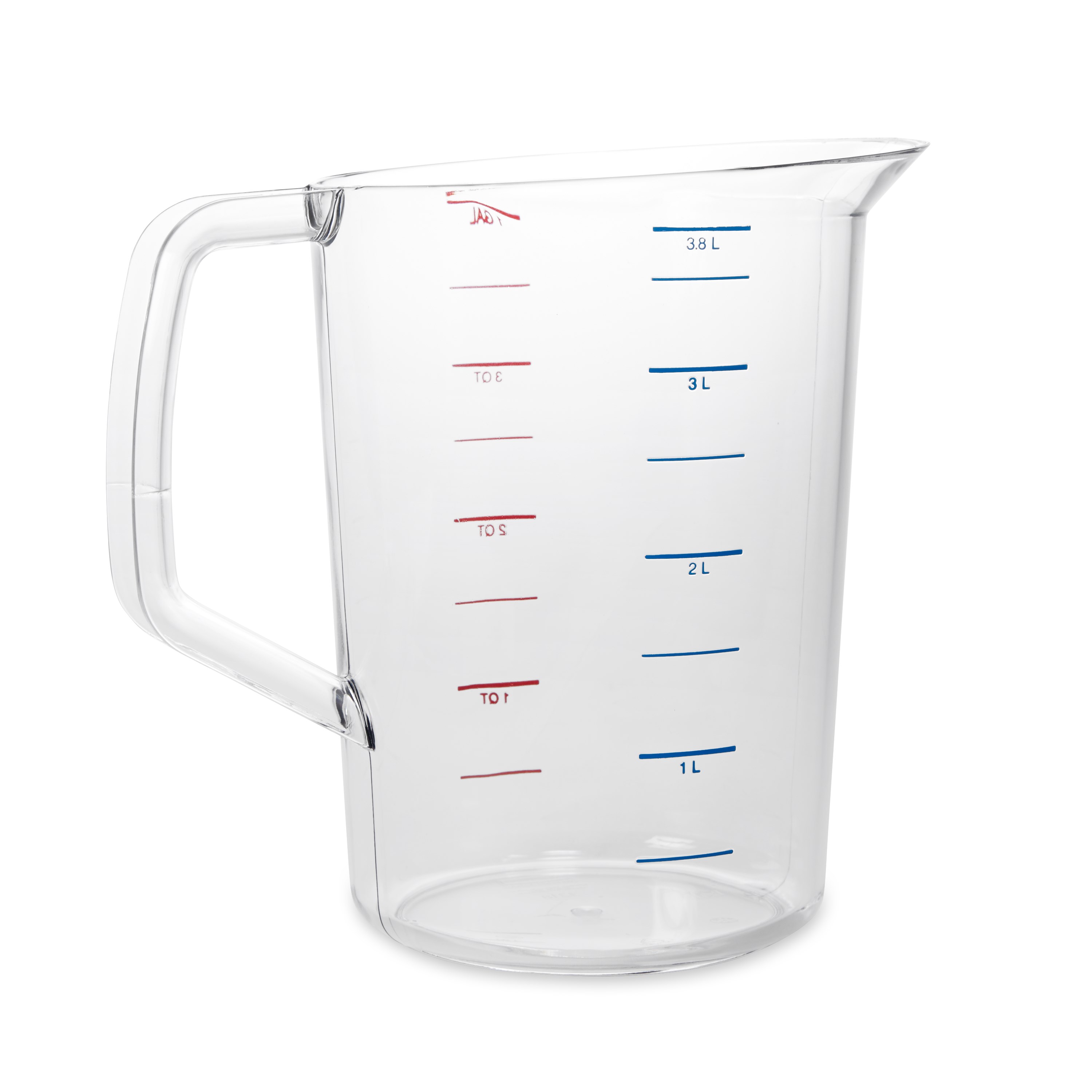 The Rubbermaid Commercial Bouncer® Measuring Cup is constructed of break-resistant, clear polycarbonate.