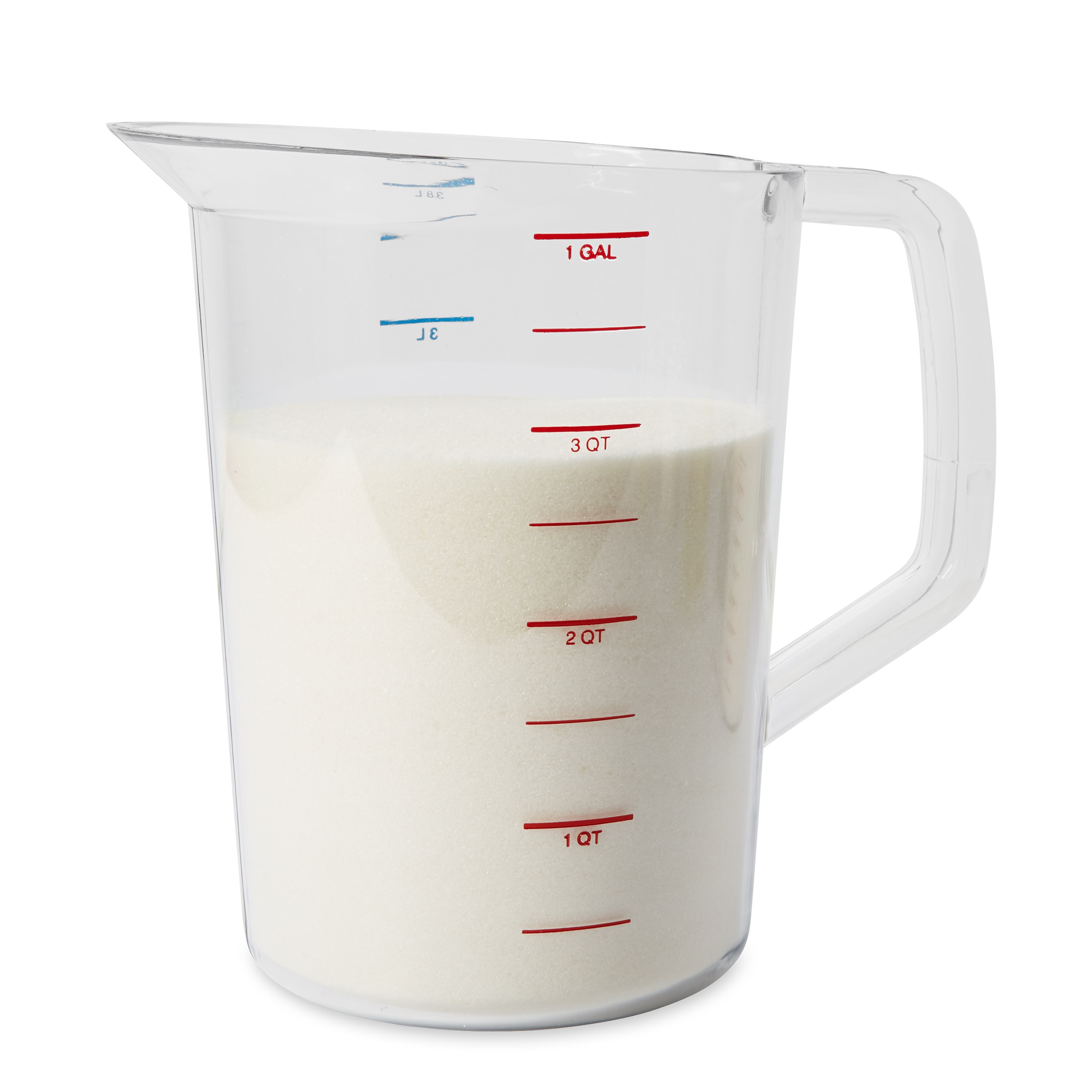 The Rubbermaid Commercial Bouncer® Measuring Cup is constructed of break-resistant, clear polycarbonate.