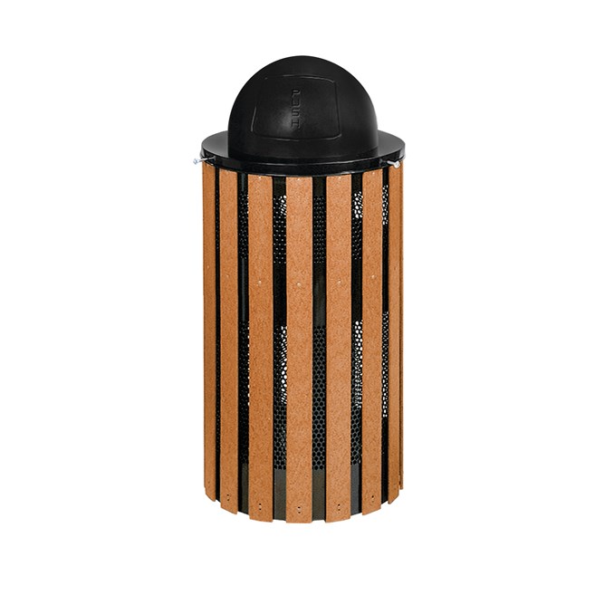 The Steel Drum Dome Top is a self-closing "push" door top that is Factory-Mutal (FM) approved when used with a Rubbermaid Commercial 30-gallon Steel Drum Container. Helps seal away unpleasant odors and unsightly waste.