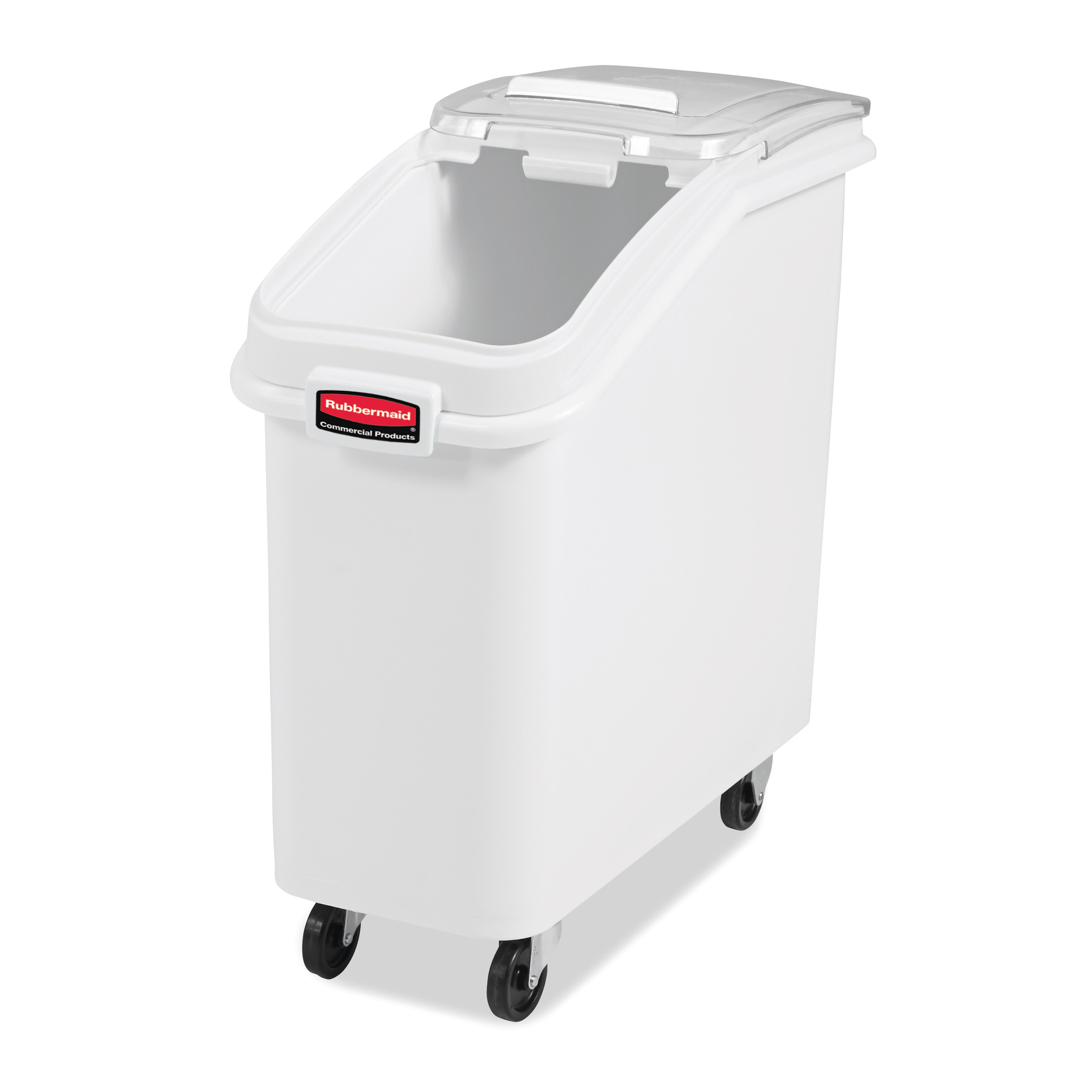 The ProSave® Ingredient and Food Storage Mobile Bin is a bulk food storage container on wheels. With a slanted front, sliding opening, and 32-ounce scoop, these food storage containers make it easy to transport ingredients.(Note: Canadian SKU# for this product is 2020793)