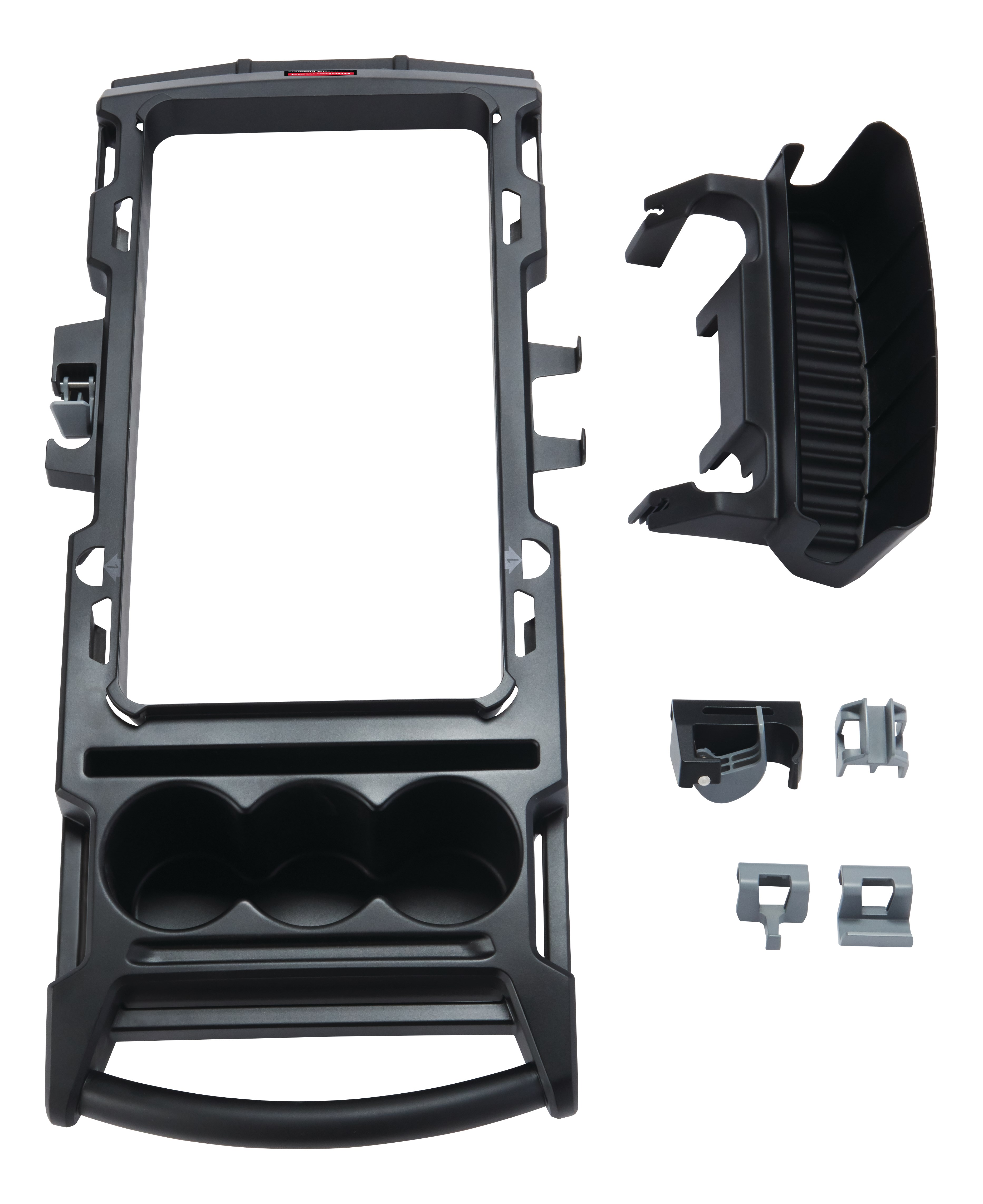 Bộ dụng cụ đựng đồ vệ sinh Slim Jim® Rim có thể chứa gọn gàng nhiều dụng cụ vệ sinh khác nhau bao gồm chổi, hót rác, biển báo an toàn, bình xịt, túi lót bình dự phòng, v.v.