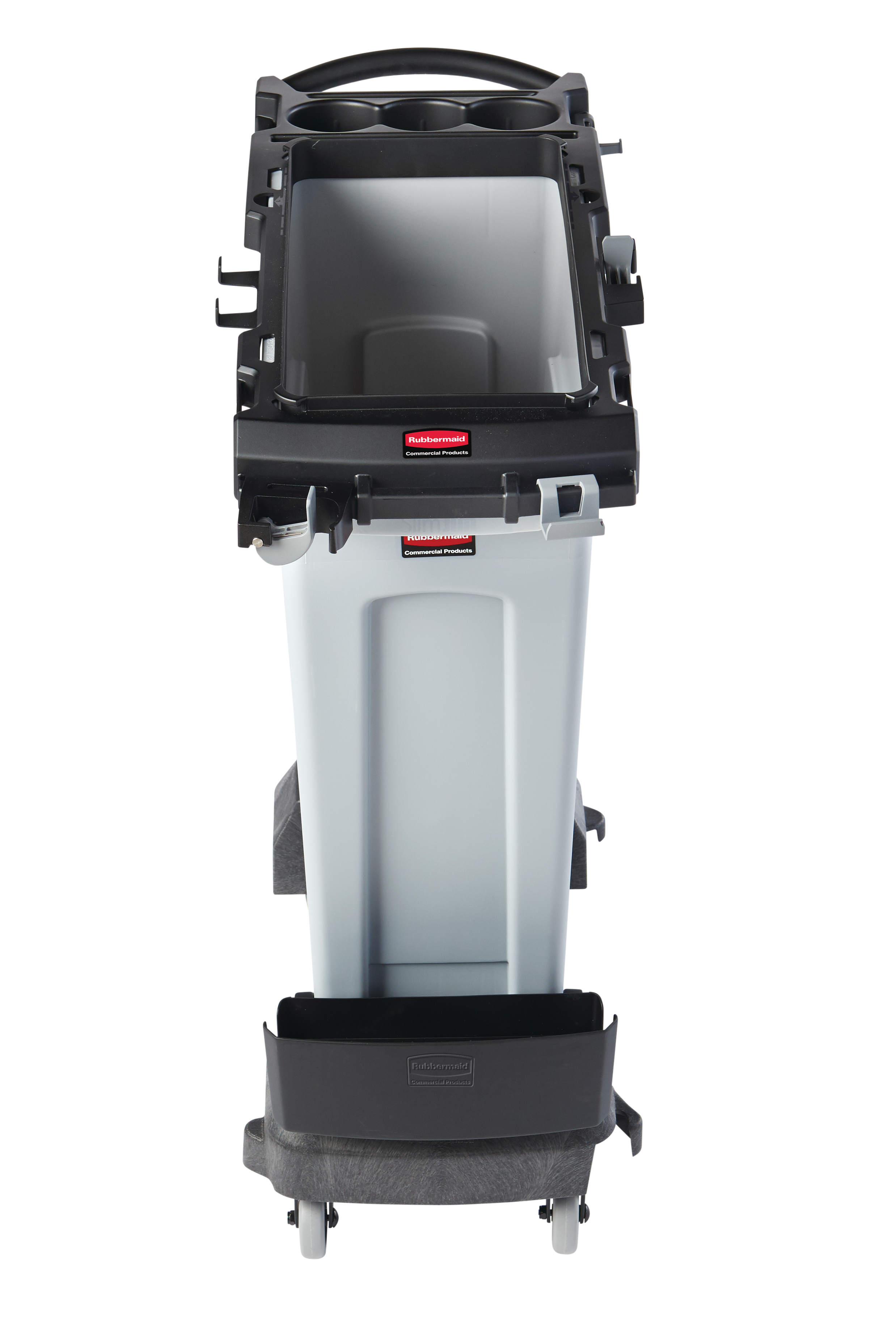 The Rubbermaid Commercial Slim Jim® Rim Caddy is a purpose-built solution to store and transport common cleaning tools when collecting waste in the tightest spaces.