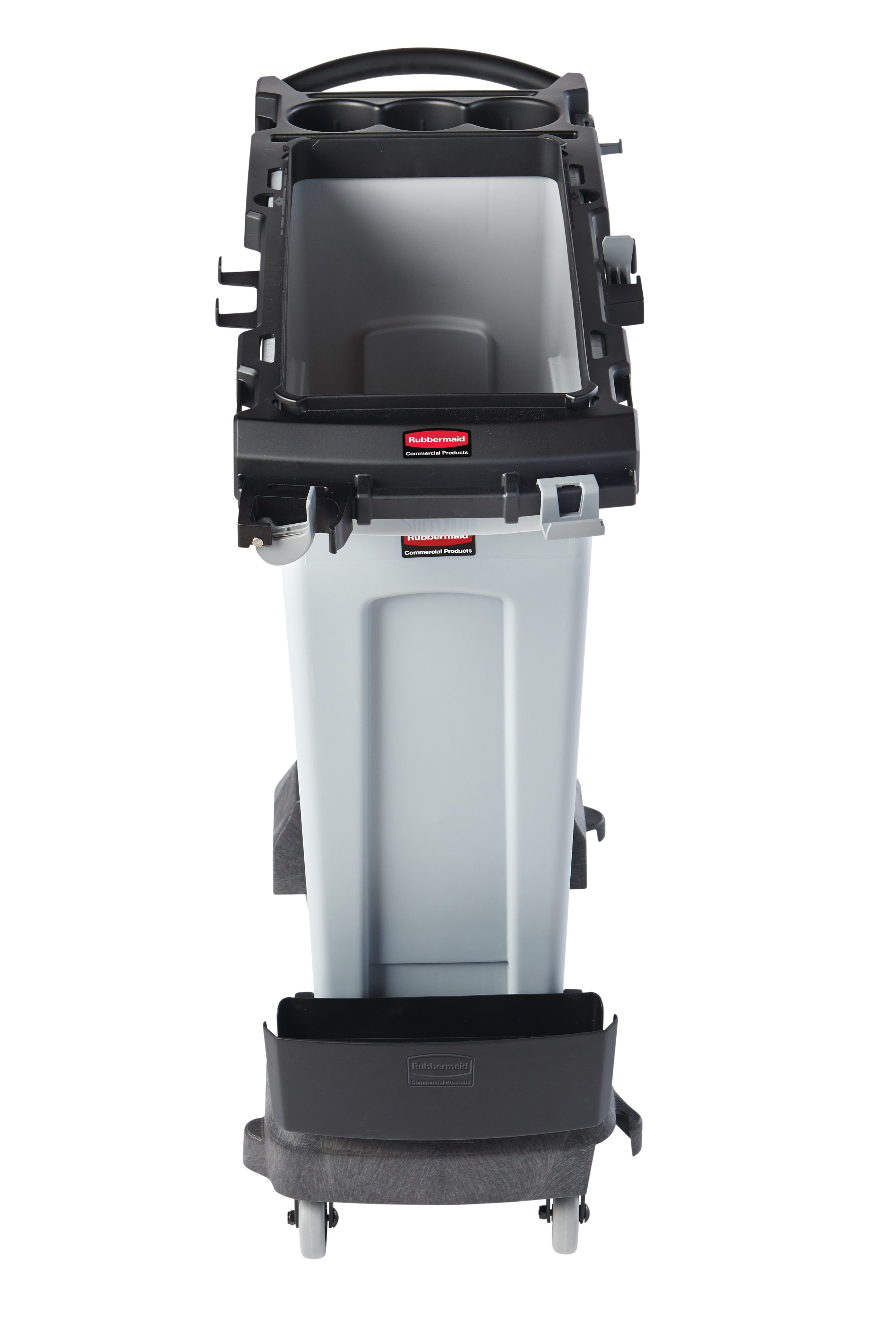 Bộ dụng cụ đựng đồ vệ sinh Slim Jim® Rim có thể chứa gọn gàng nhiều dụng cụ vệ sinh khác nhau bao gồm chổi, hót rác, biển báo an toàn, bình xịt, túi lót bình dự phòng, v.v.