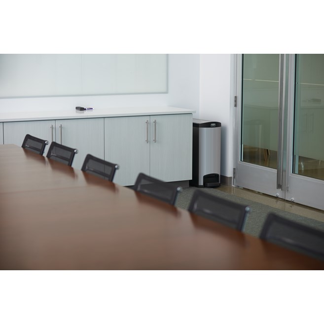 The Rubbermaid Commercial Impressions™ Step-On Container features a slim profile and small footprint to fit in tightest spaces. Impressions™ Step-On containers are constructed with premium-quality materials and meet the needs of any environment with efficiency, safety, and durability.