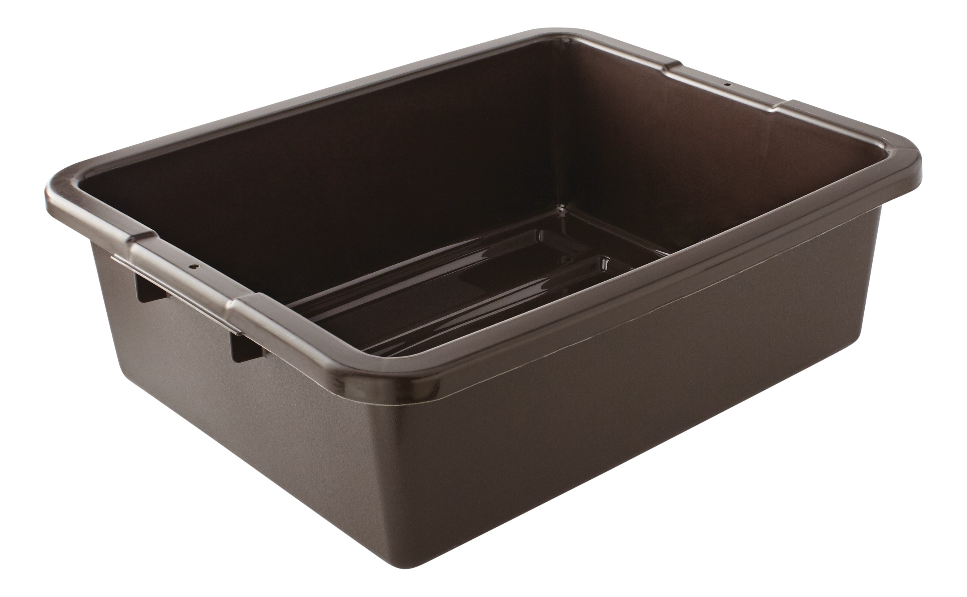 The Rubbermaid Commercial Products Bus/Tote Box is constructed of commercial grade plastic for durability.