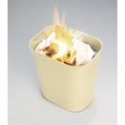 The Rubbermaid Commercial Fire-Resistant Wastebasket features a contemporary shape with a UL rating.