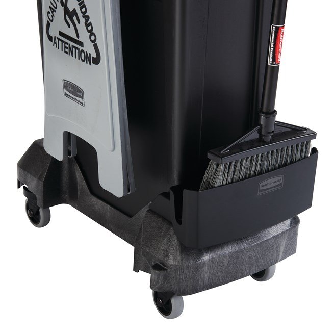 Rubbermaid Commercial Single-Stream Slim Jim® Cleaning Cart is a compact and purpose-built solution for all-in-one sanitation and waste collection. The cleaning cart helps store and transport common cleaning tools, hand sanitizer, and disinfecting wipes. It consolidates all the supplies you need in one solution to reduce trips and improve cleaning productivity.