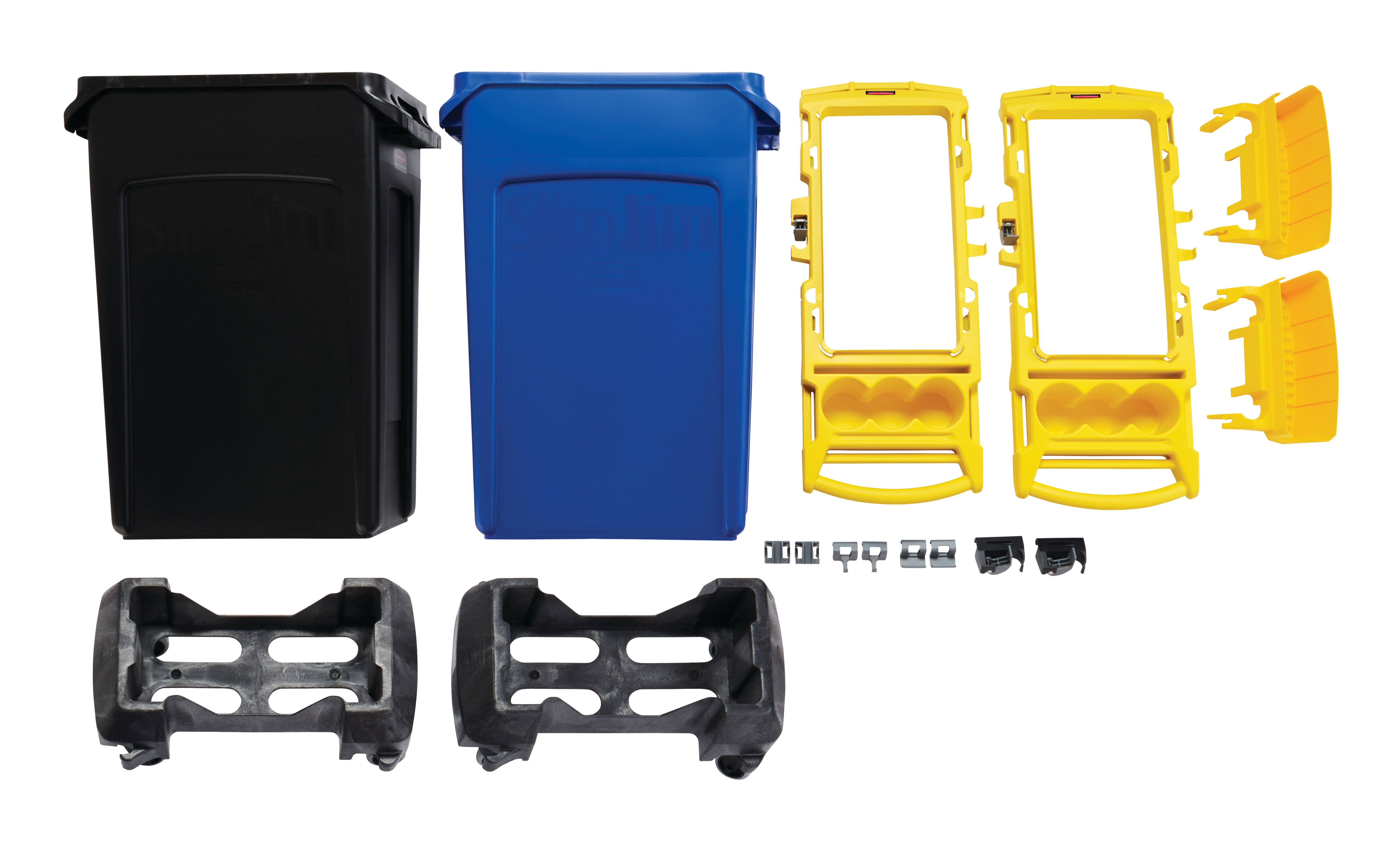 Rubbermaid Commercial 2-Stream Slim Jim® Cleaning Cart is a compact and purpose-built solution for all-in-one sanitation and waste collection. The cleaning cart helps store and transport common cleaning tools, hand sanitizer, and disinfecting wipes. It consolidates all the supplies you need in one solution to reduce trips and improve cleaning productivity.