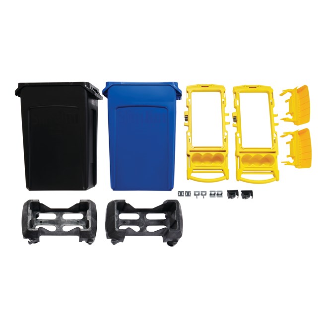 Rubbermaid Commercial 2-Stream Slim Jim® Cleaning Cart is a compact and purpose-built solution for all-in-one sanitation and waste collection. The cleaning cart helps store and transport common cleaning tools, hand sanitizer, and disinfecting wipes. It consolidates all the supplies you need in one solution to reduce trips and improve cleaning productivity.