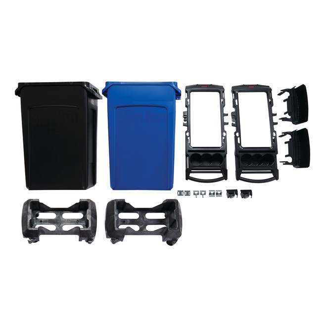 Rubbermaid Commercial 2-Stream Slim Jim® Cleaning Cart is a compact and purpose-built solution for all-in-one sanitation and waste collection. The cleaning cart helps store and transport common cleaning tools, hand sanitizer, and disinfecting wipes. It consolidates all the supplies you need in one solution to reduce trips and improve cleaning productivity.