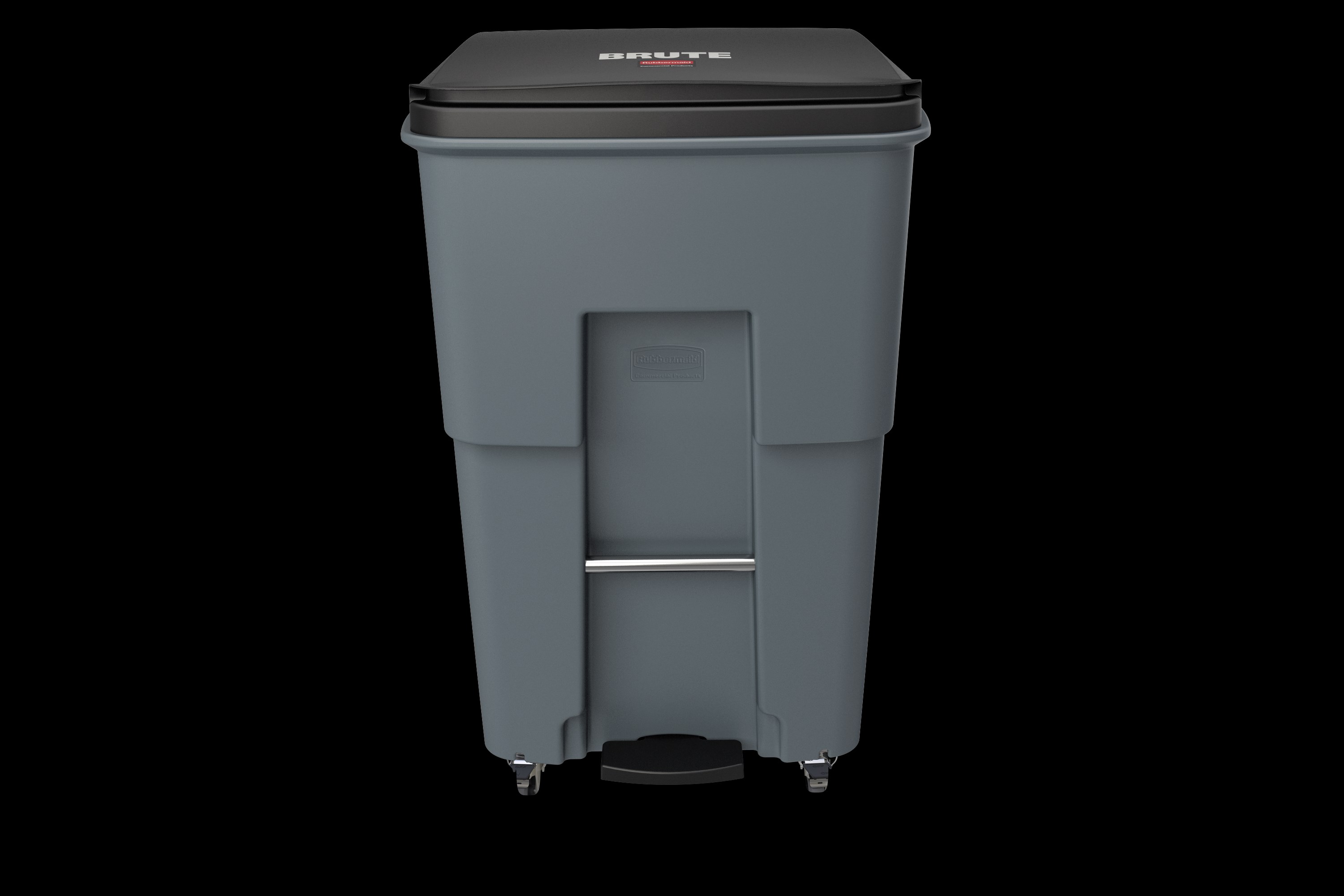 The Rubbermaid Commercial Step-On Rollouts with Casters facilitate hands-free waste disposal with the added benefit of superior mobility. Front swivel casters distribute weight evenly for enhanced maneuverability.