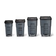 The Rubbermaid Commercial Step-On Rollouts with Casters facilitate hands-free waste disposal with the added benefit of superior mobility. Front swivel casters distribute weight evenly for enhanced maneuverability.