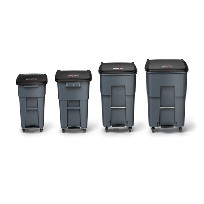 The Rubbermaid Commercial Step-On Rollouts with Casters facilitate hands-free waste disposal with the added benefit of superior mobility. Front swivel casters distribute weight evenly for enhanced maneuverability.