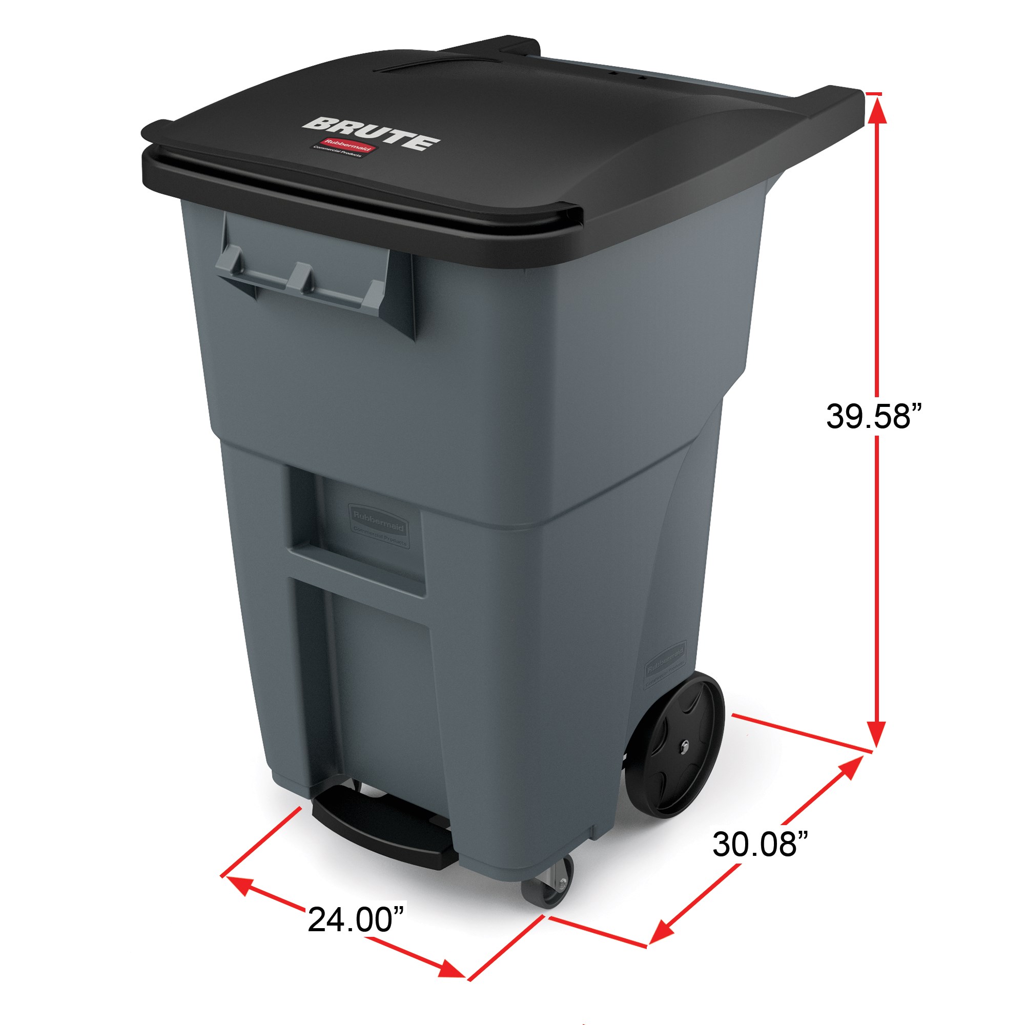 The Rubbermaid Commercial Step-On Rollouts with Casters facilitate hands-free waste disposal with the added benefit of superior mobility. Front swivel casters distribute weight evenly for enhanced maneuverability.