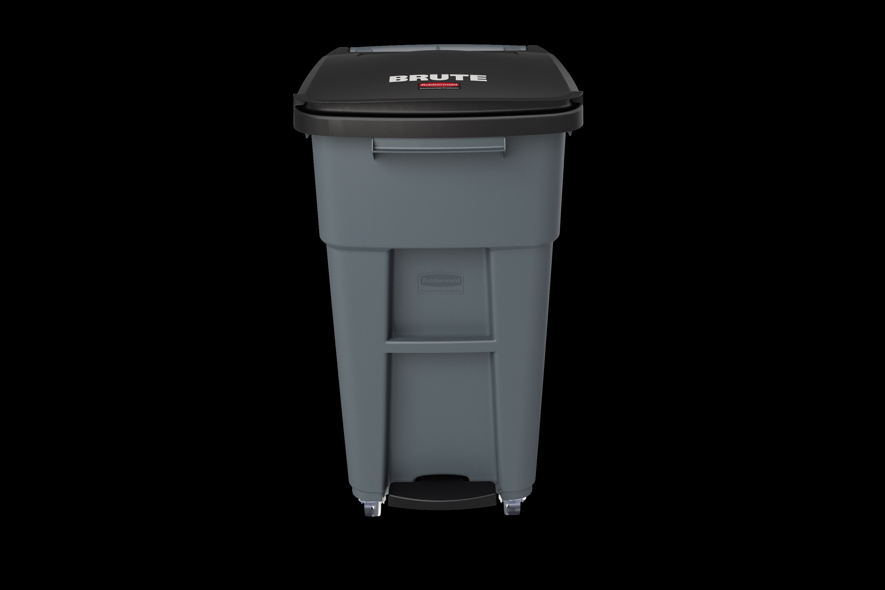 The Rubbermaid Commercial Step-On Rollouts with Casters facilitate hands-free waste disposal with the added benefit of superior mobility. Front swivel casters distribute weight evenly for enhanced maneuverability.