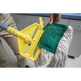 Invader® Side-Gate Mop Handle makes removing and replacing mop heads easy and efficient. Thumbwheel clamps the mop firmly in place; should be used with 1"  headband mops only.