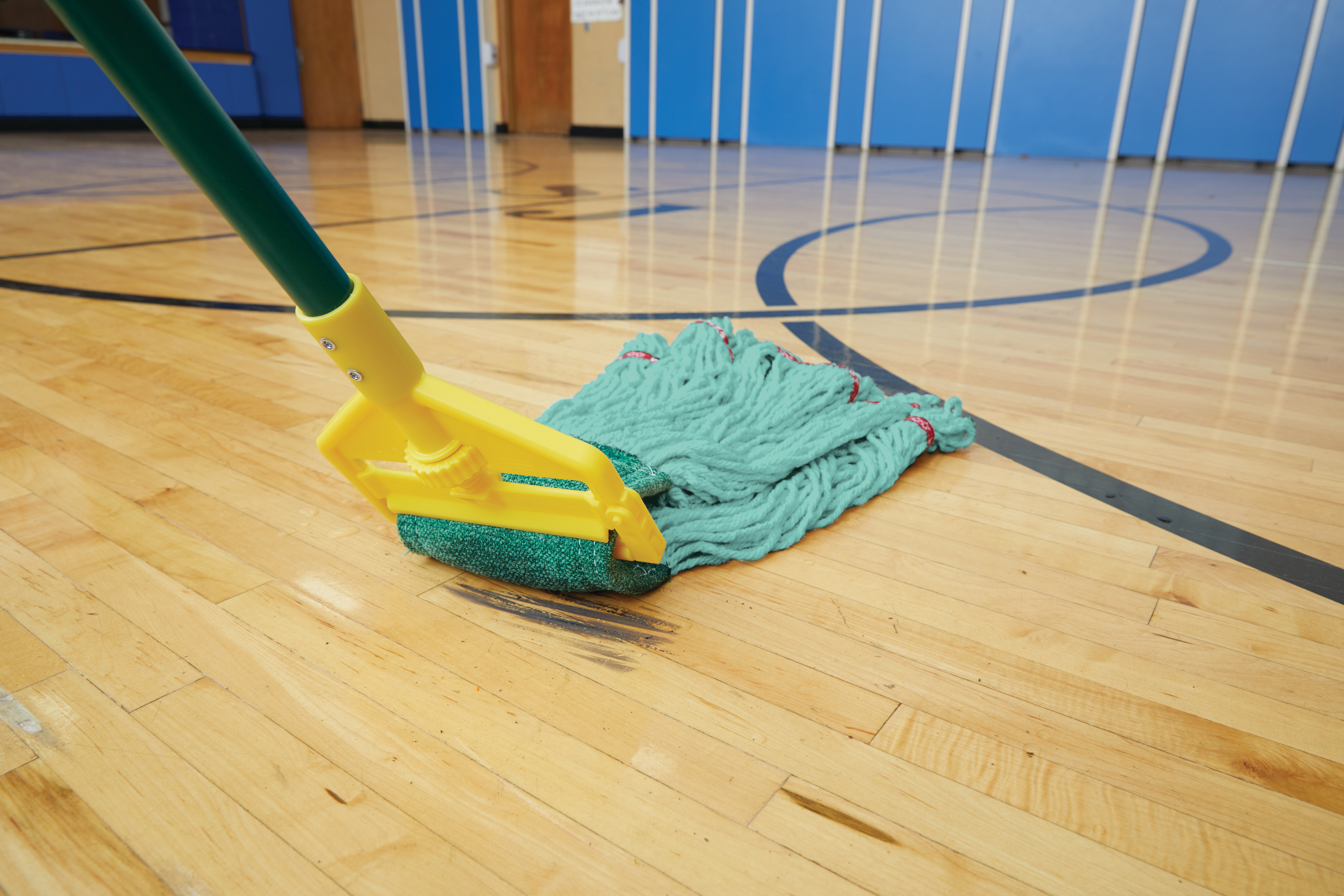 Invader® Side-Gate Mop Handle makes removing and replacing mop heads easy and efficient. Thumbwheel clamps the mop firmly in place; should be used with 1"  headband mops only.