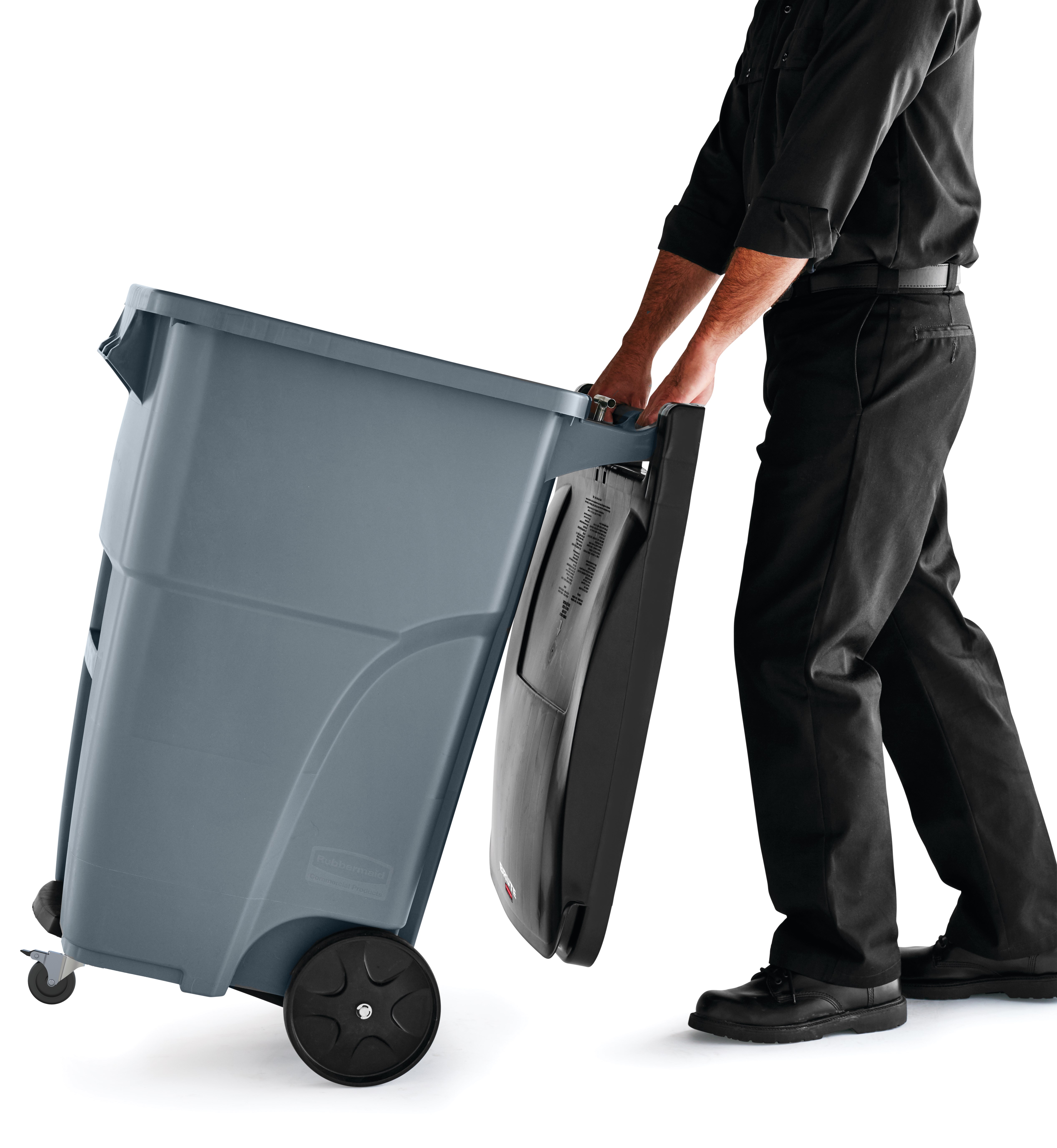 The Rubbermaid Commercial Rollouts with Casters are ideal for collecting, consolidating, and transporting heavy facility waste. Front swivel casters distribute weight evenly for superior mobility and handling.