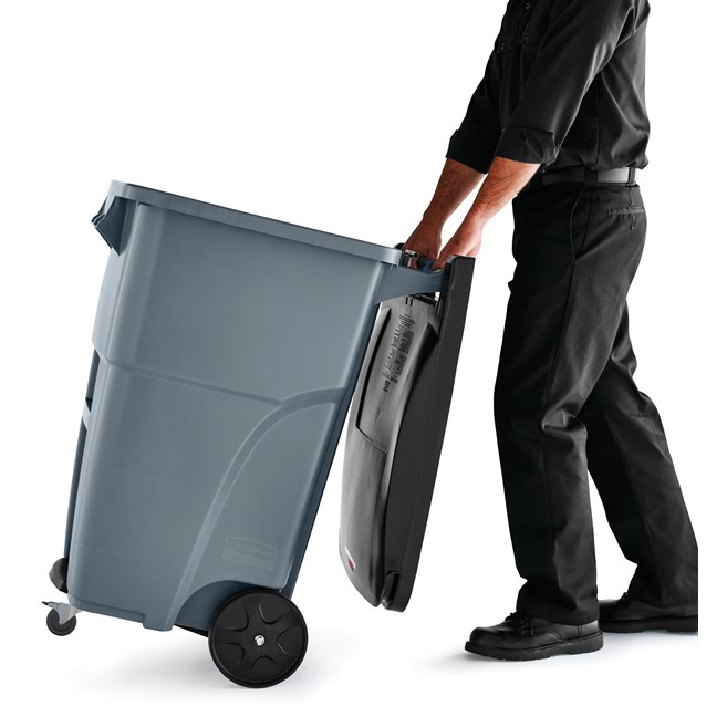 The Rubbermaid Commercial Rollouts with Casters are ideal for collecting, consolidating, and transporting heavy facility waste. Front swivel casters distribute weight evenly for superior mobility and handling.