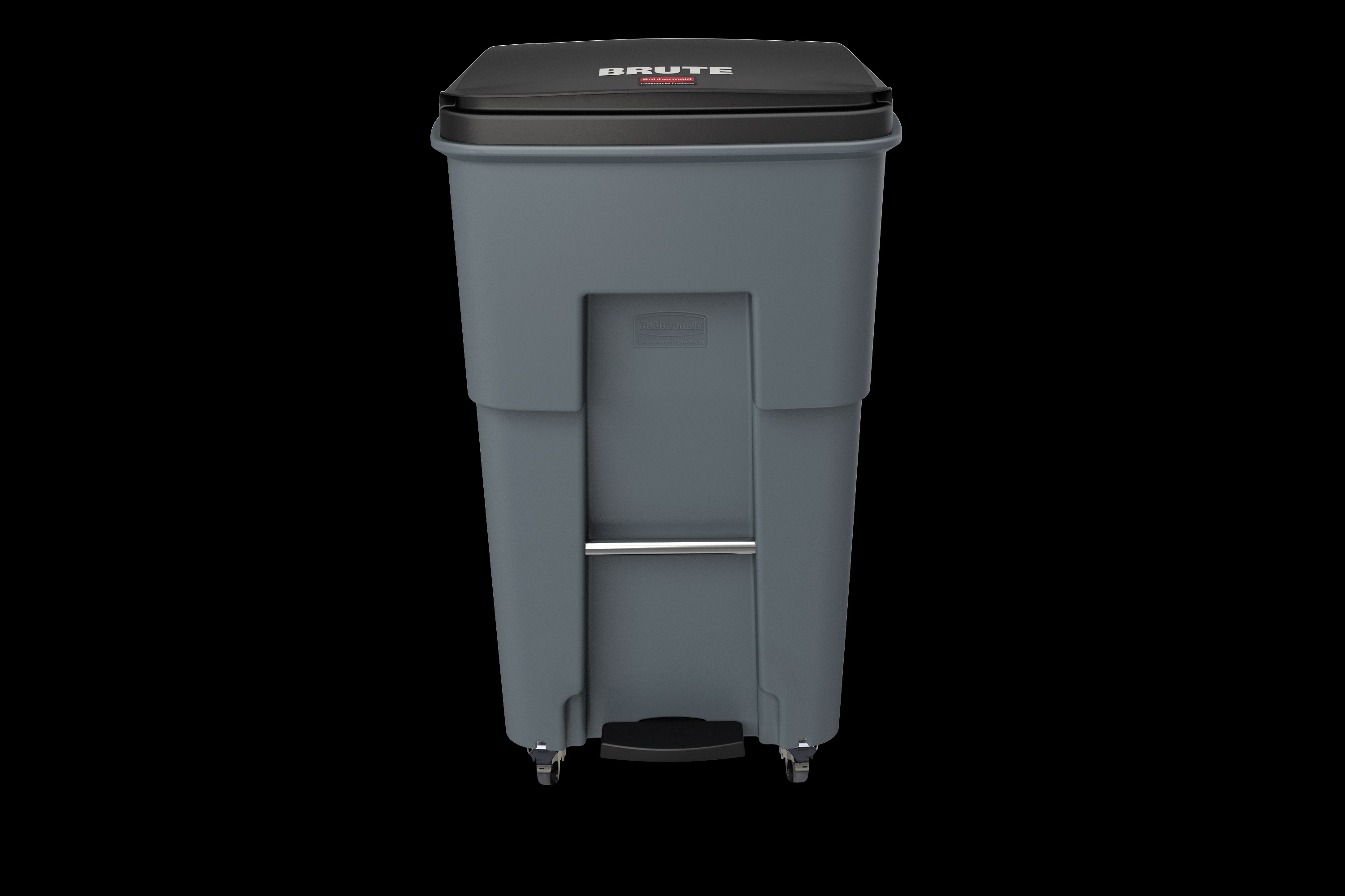 The Rubbermaid Commercial Step-On Rollouts with Casters facilitate hands-free waste disposal with the added benefit of superior mobility. Front swivel casters distribute weight evenly for enhanced maneuverability.