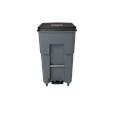 The Rubbermaid Commercial Step-On Rollouts with Casters facilitate hands-free waste disposal with the added benefit of superior mobility. Front swivel casters distribute weight evenly for enhanced maneuverability.