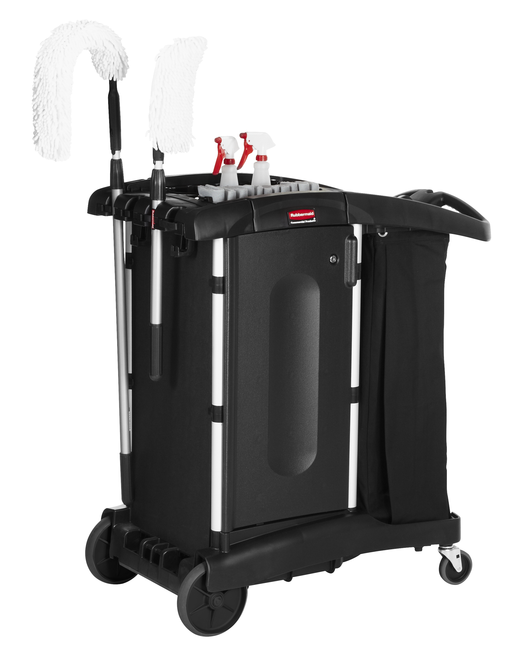 The Rubbermaid Commercial Executive Series Ultra-Compact Housekeeping Cart is an ergonomic and lightweight housekeeping solution.