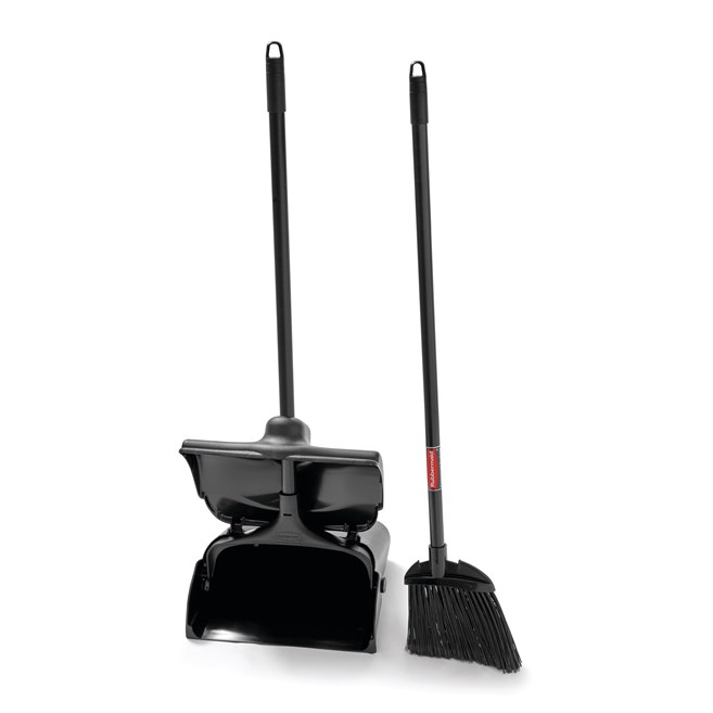 The Rubbermaid Commercial Executive Series Lobby Pro® Plastic Upright Dust Pan with Cover is ideal for use in your hotel lobby, restaurant lobby, or banquet hall.