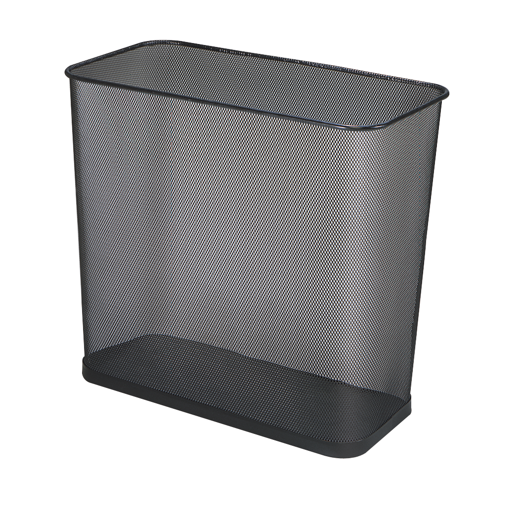 The Rubbermaid Commercial Waste Bin is space-efficient and economical. This Waste Bin is manufactured with fire-safe steel and powder-coated to a black finish.