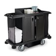 The Executive Full-Size Housekeeping Cart with Doors is a complete system solution for housekeeping with optional double bag collection and adjustable shelves.
