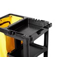 The Traditional Janitorial Cleaning Cart with zippered yellow vinyl bag collects waste and transports tools for efficient cleaning.