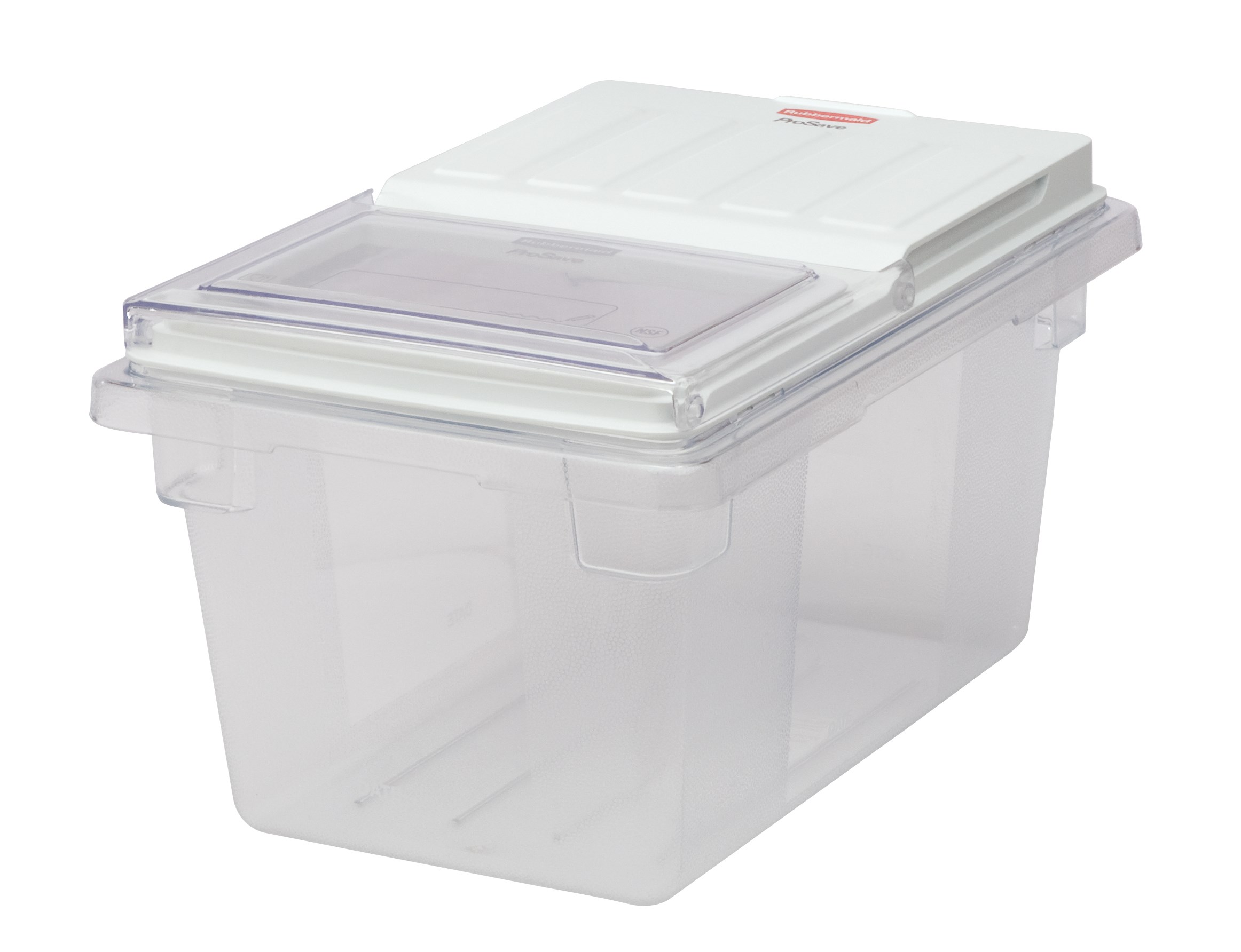 ProSave® Sliding lid helps provide an integrated solution by fitting on all clear food boxes.  The lid slides back or flips up for proper food storage and easy access.