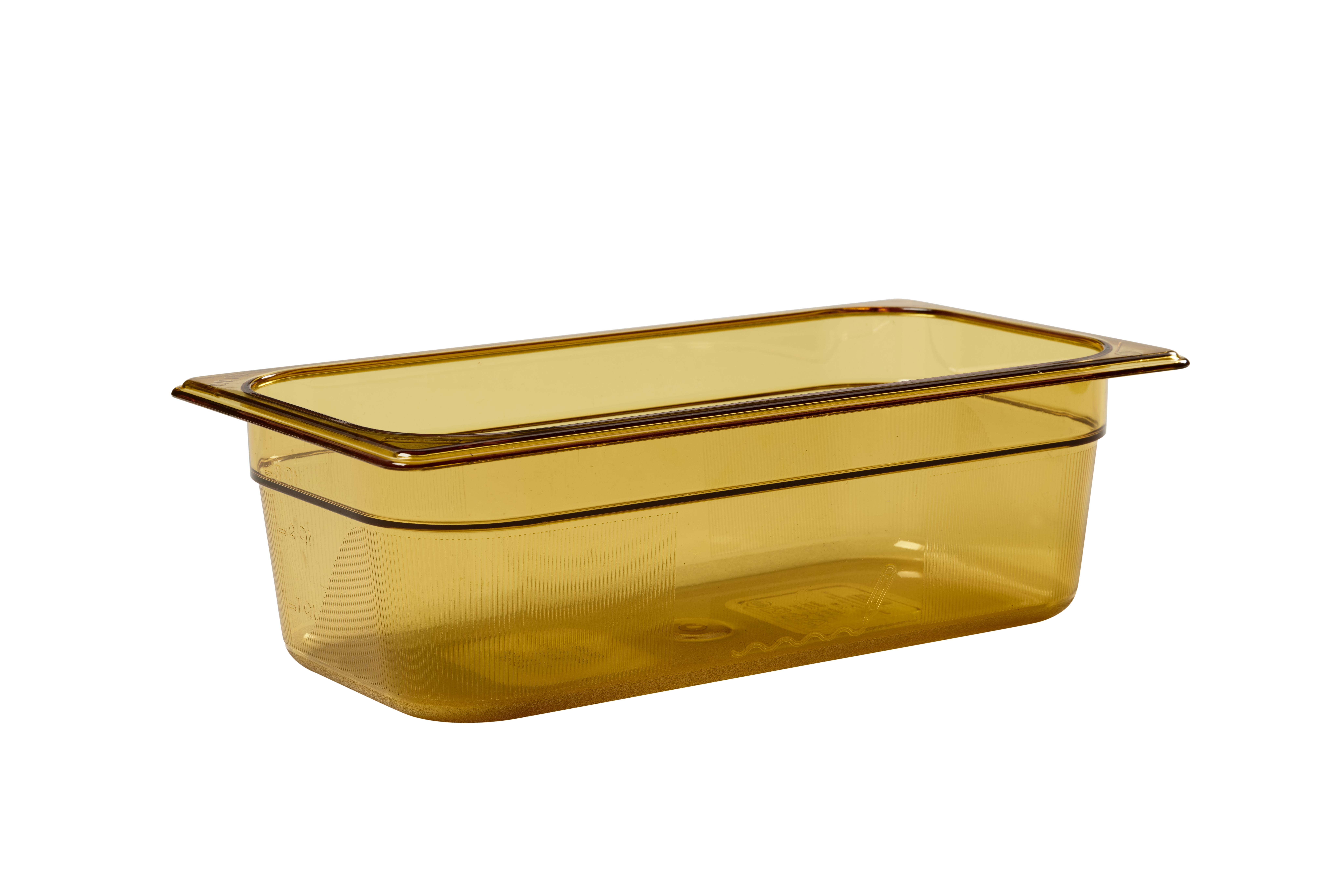 Les bacs ultrarésistants pour aliments chauds sont disponibles dans les tailles Gastronorm standard.  Ils sont adaptés aux tables à vapeur et aux fours à micro-ondes.