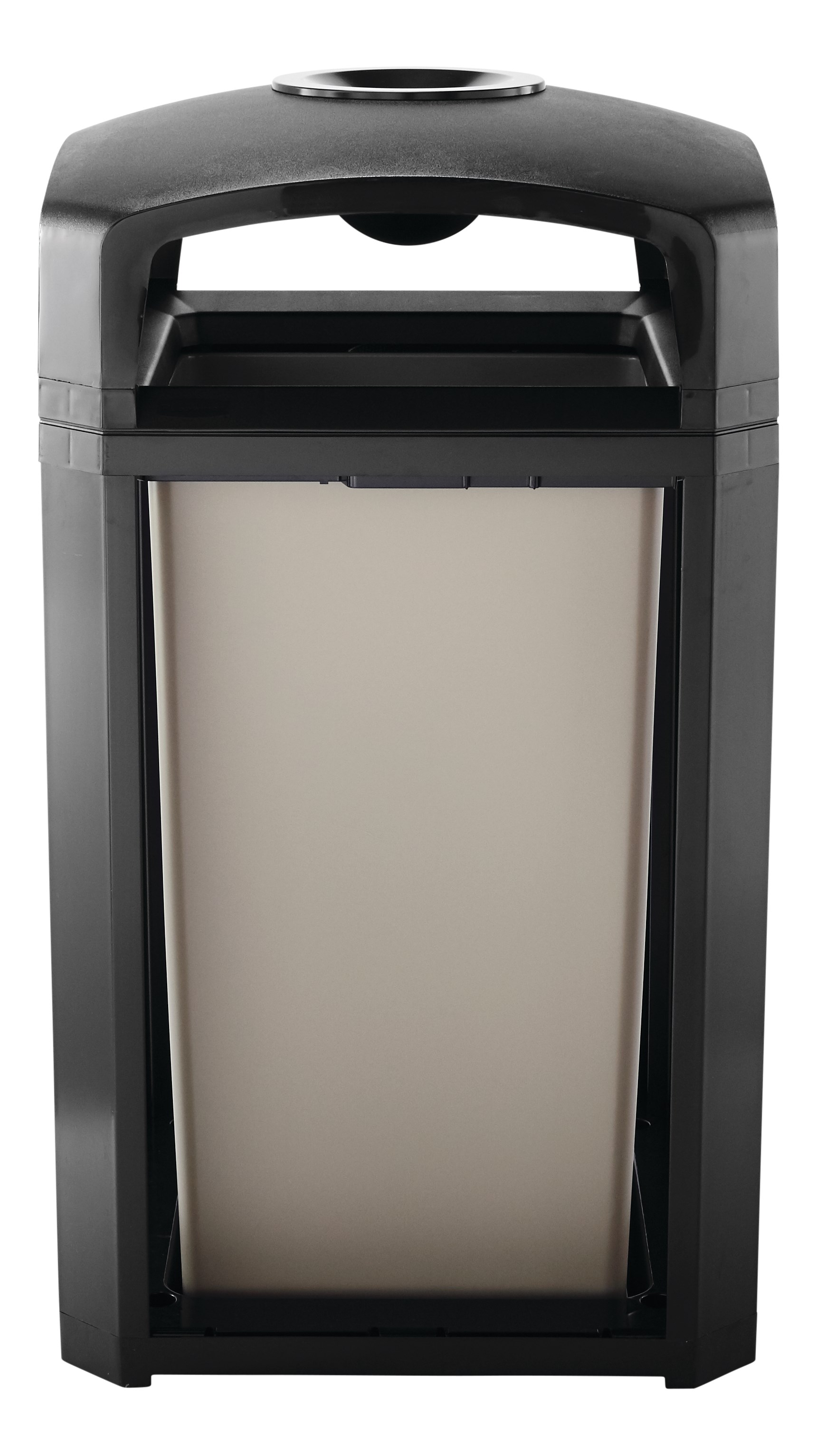 Landmark Series® Containers with Ashtray combine waste collection and smoking management for high-traffic outdoor areas. Easy-to-service design features a hinged top with a stay-open strap for access to rigid liner enabling quick waste removal.