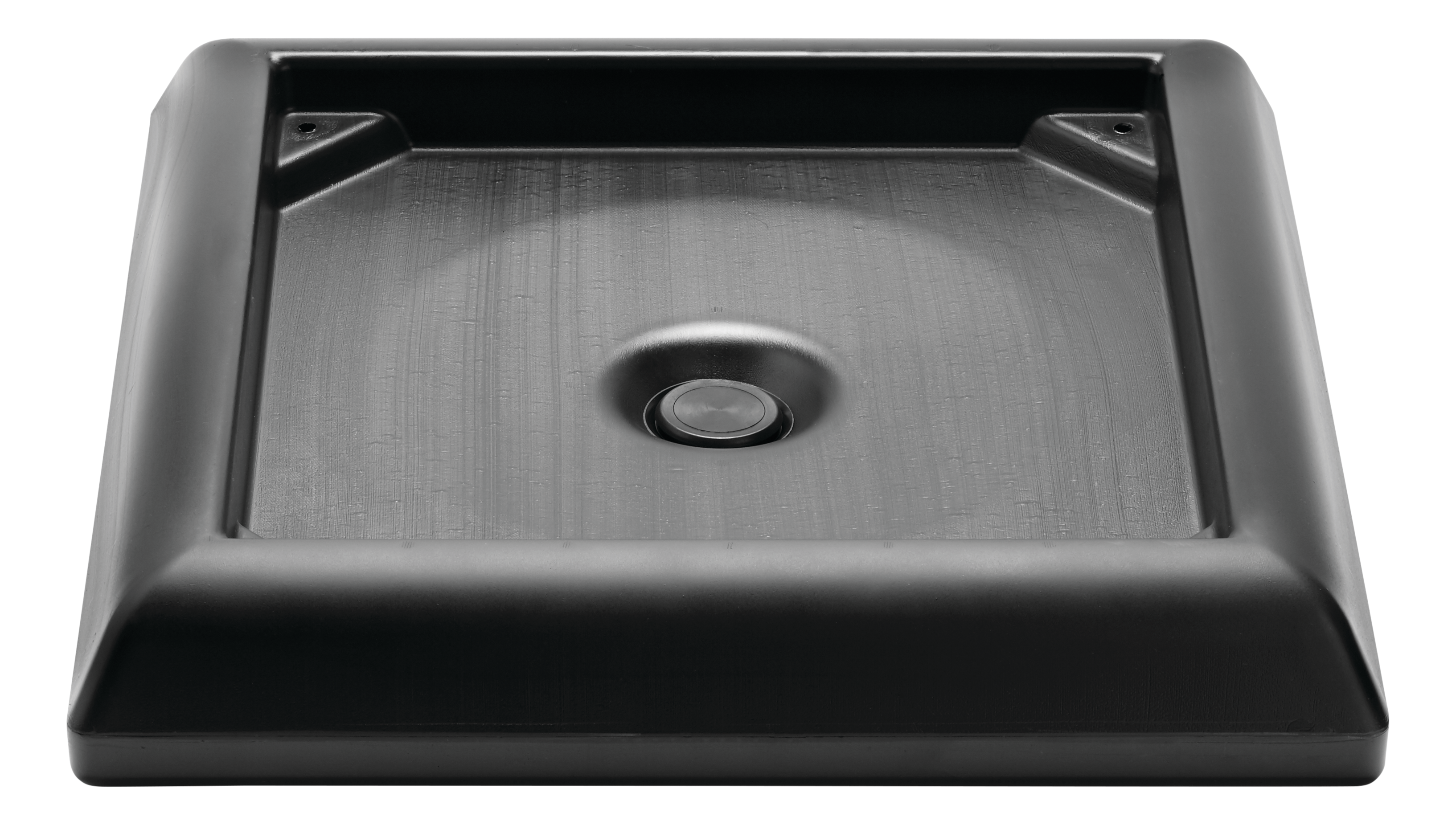 Optional weighted base is secured with screws and is avaliable in two different size options for additional stability on the Ranger containers. Base is to be filled with sand or water.