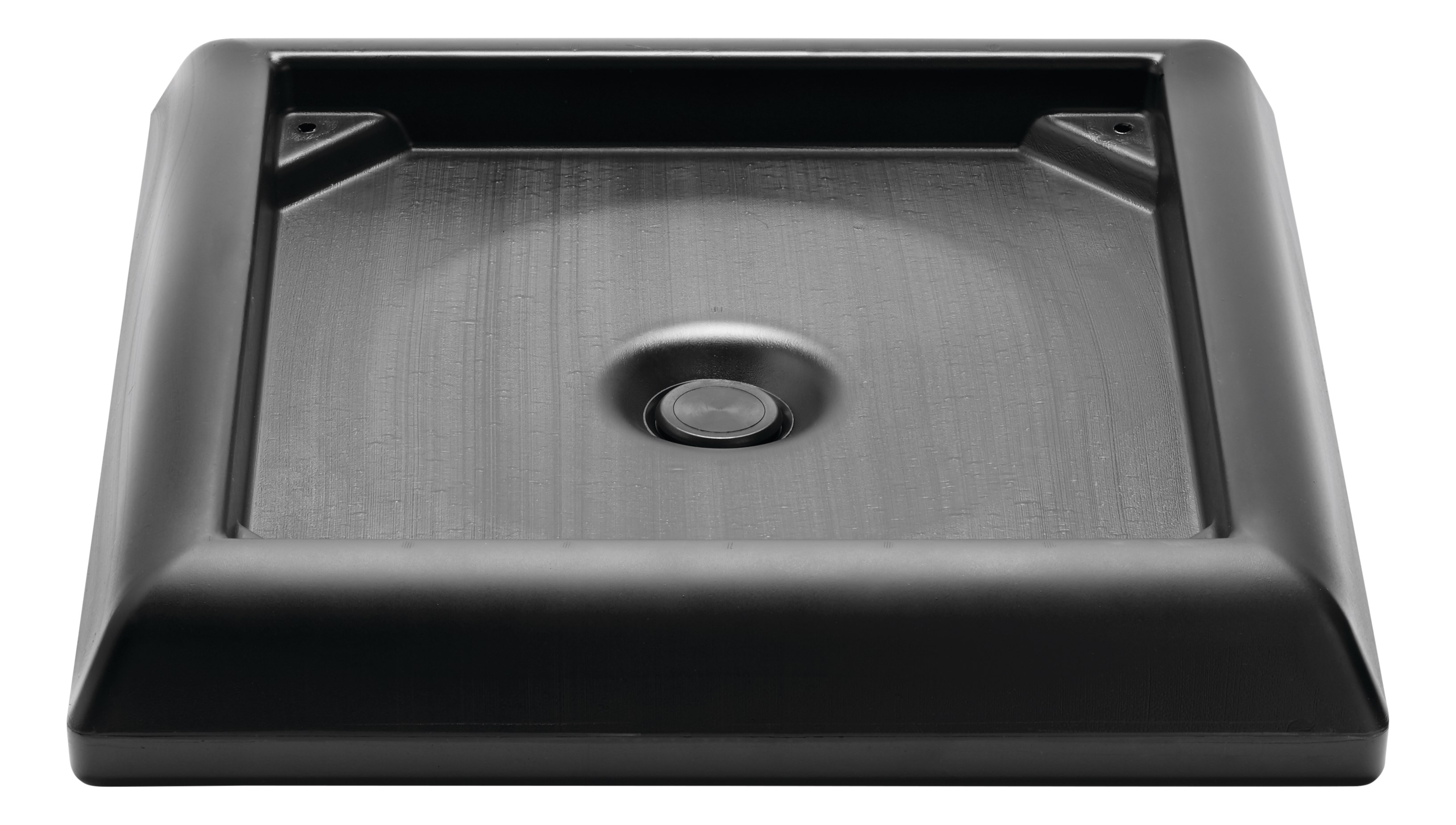 Optional weighted base is secured with screws and is available in two different size options for additional stability on the Ranger containers. Base is to be filled with sand for stability.