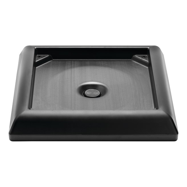 Optional weighted base is secured with screws and is available in two different size options for additional stability on the Ranger containers. Base is to be filled with sand for stability.