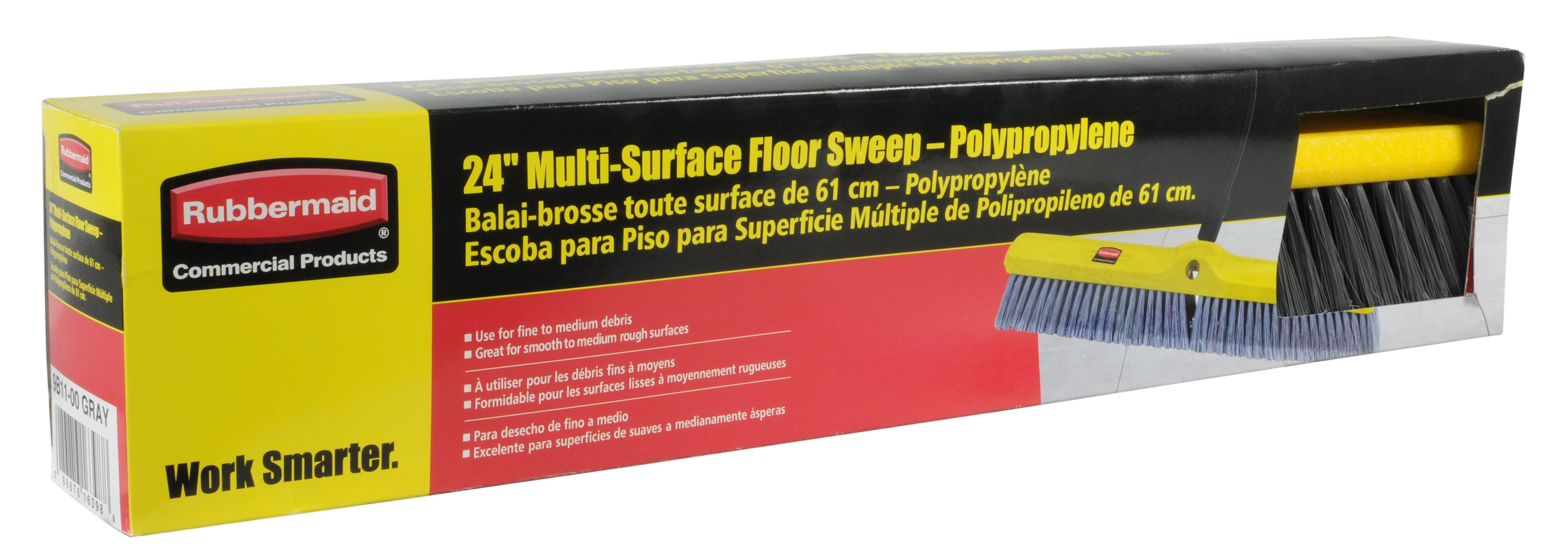 Medium Floor Sweep 24" FG9B1100 is a push broom designed to round up heavier dirt from multiple floor surfaces.