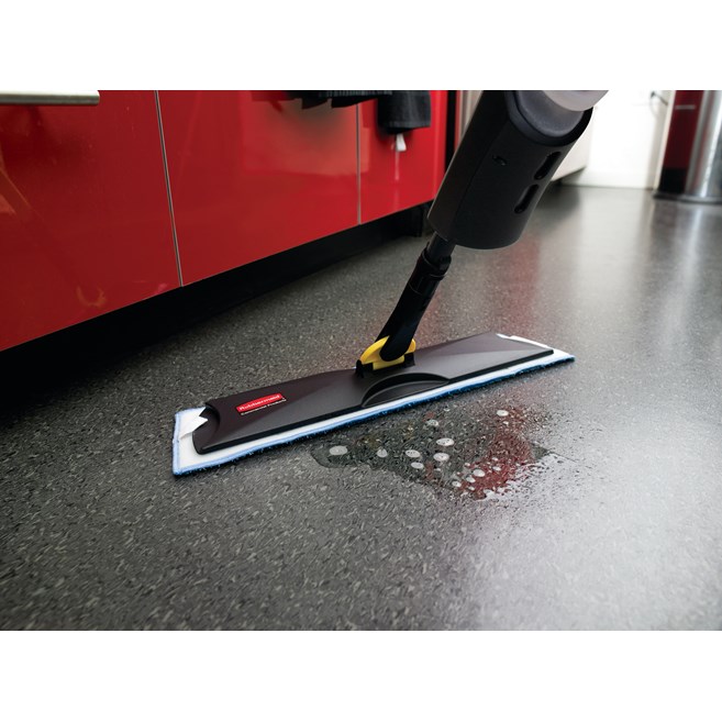 The Light Commercial Spray Mop features a lightweight and user-friendly design with cleaning solution cartridge that allows users to clean large areas without having to go back for a refill.