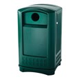 The Rubbermaid Commercial Plaza® Bottle and Can Recycling Container offers contemporary styling with a side-opening door for ergonomic waste emptying.