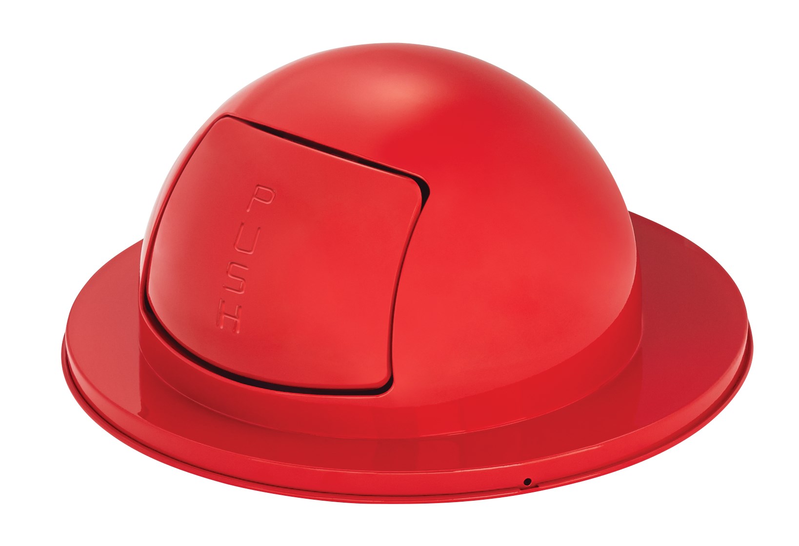 The Steel Drum Dome Top is a self-closing "push" door top that is Factory-Mutal (FM) approved when used with a Rubbermaid Commercial 55-gallon Steel Drum Container. Helps seal away unpleasant odors and unsightly waste.