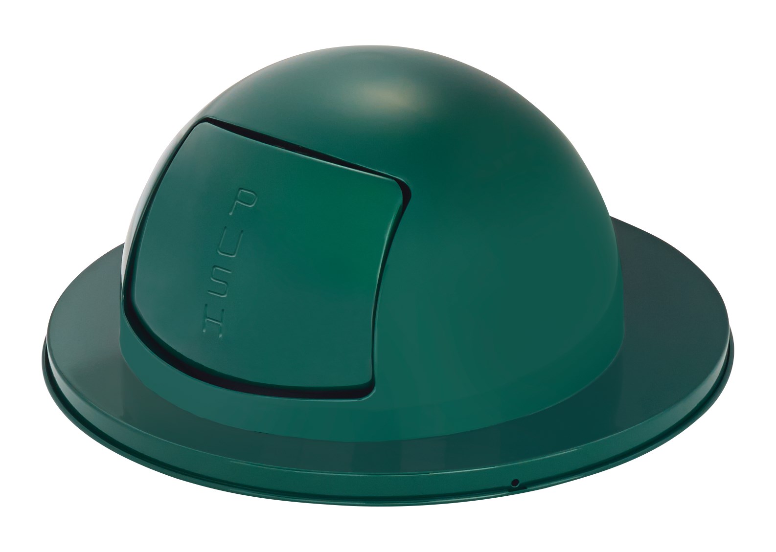 The Steel Drum Dome Top is a self-closing "push" door top that is Factory-Mutal (FM) approved when used with a Rubbermaid Commercial 55-gallon Steel Drum Container. Helps seal away unpleasant odors and unsightly waste.