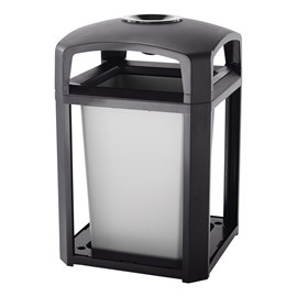 Landmark Series® Containers with Ashtray combine waste collection and smoking management for high-traffic outdoor areas. Easy-to-service design features a hinged top with a stay-open strap for access to rigid liner enabling quick waste removal.