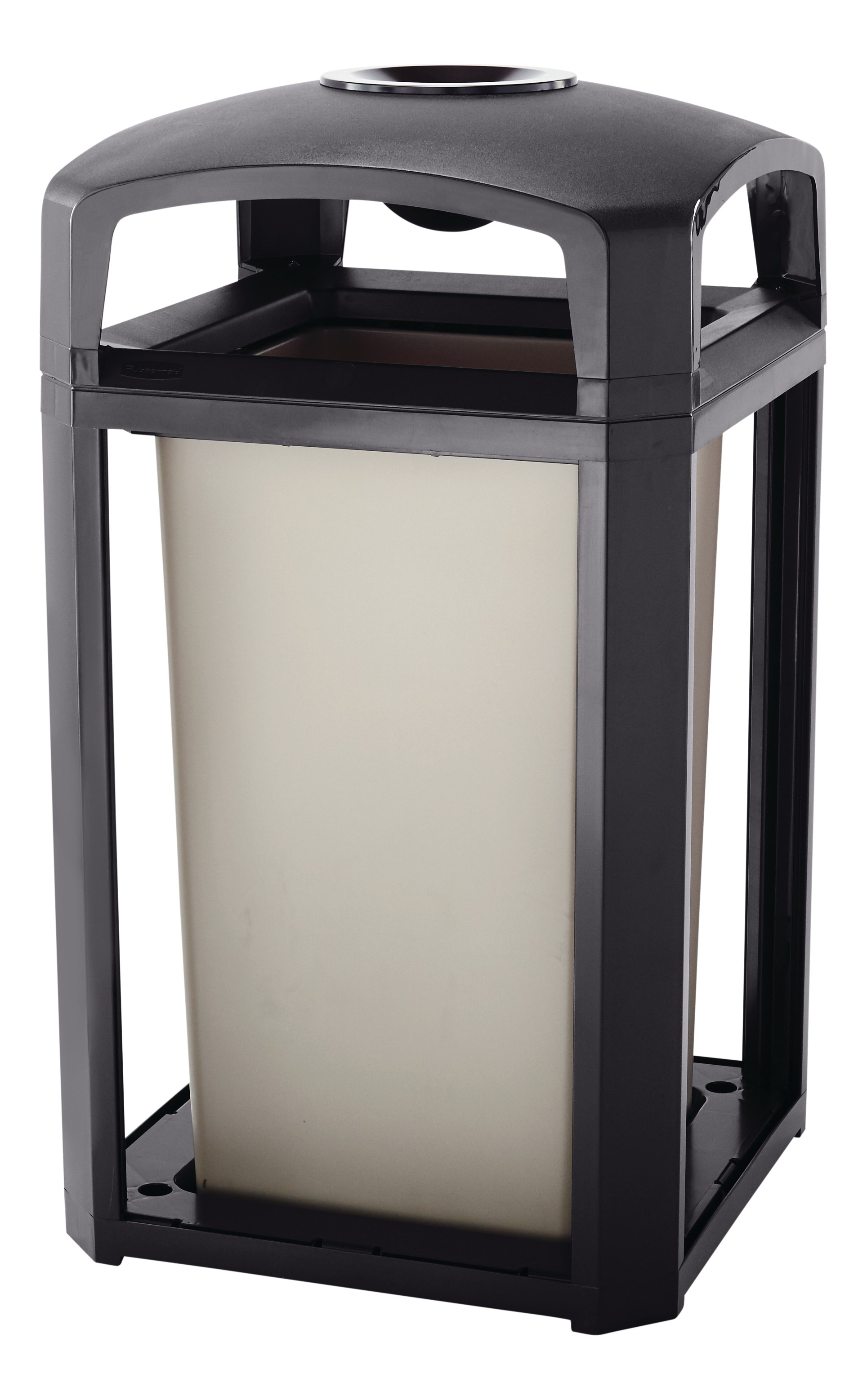 Landmark Series® Classic Containers with Dome Top Ash Tray combine waste collection and smoking management for high-traffic outdoor areas. Easy-to-service design features a hinged top with a stay-open strap for access to rigid liner enabling quick waste removal.