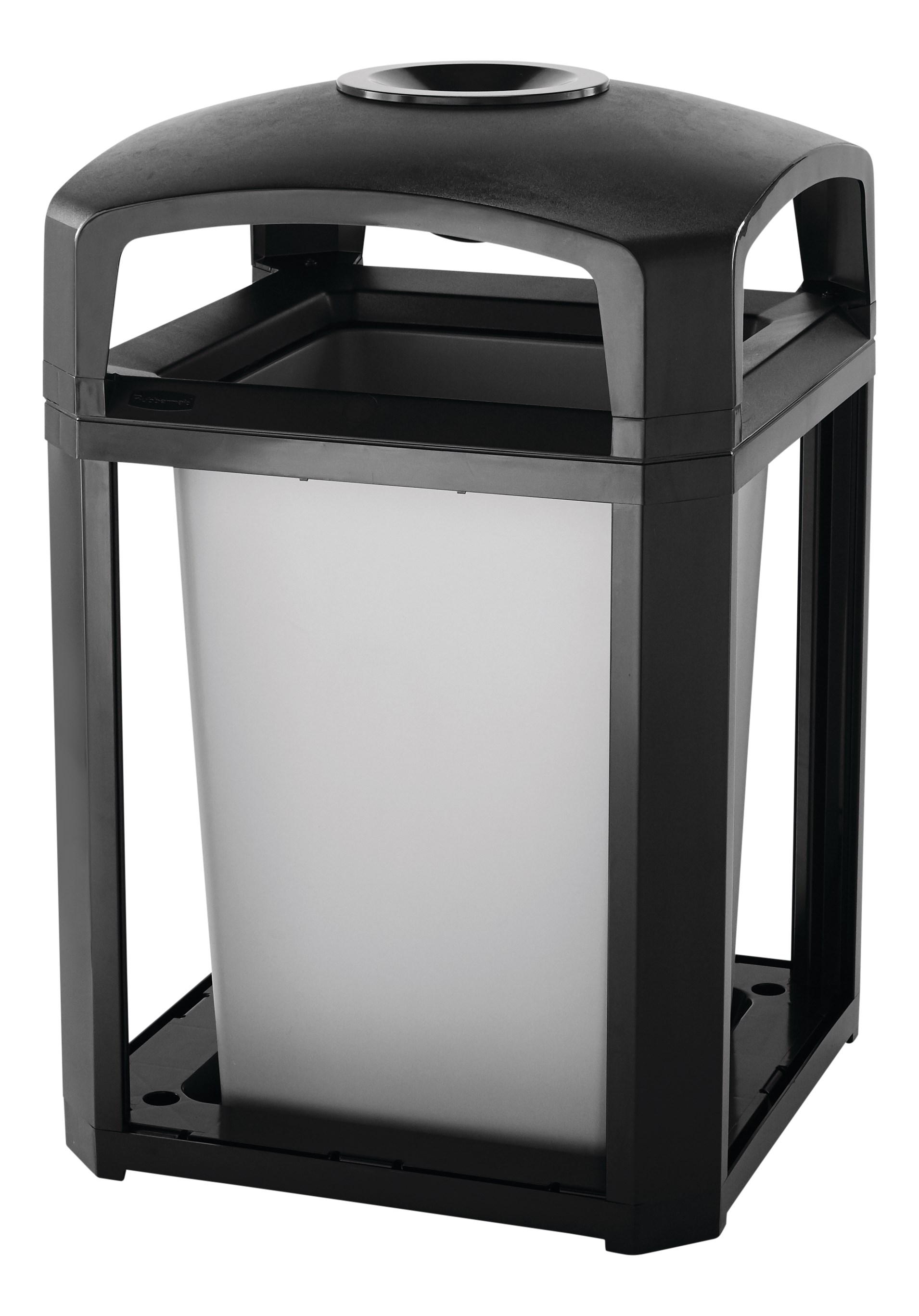Landmark Series® Containers with Ashtray combine waste collection and smoking management for high-traffic outdoor areas. Easy-to-service design features a hinged top with a stay-open strap for access to rigid liner enabling quick waste removal.