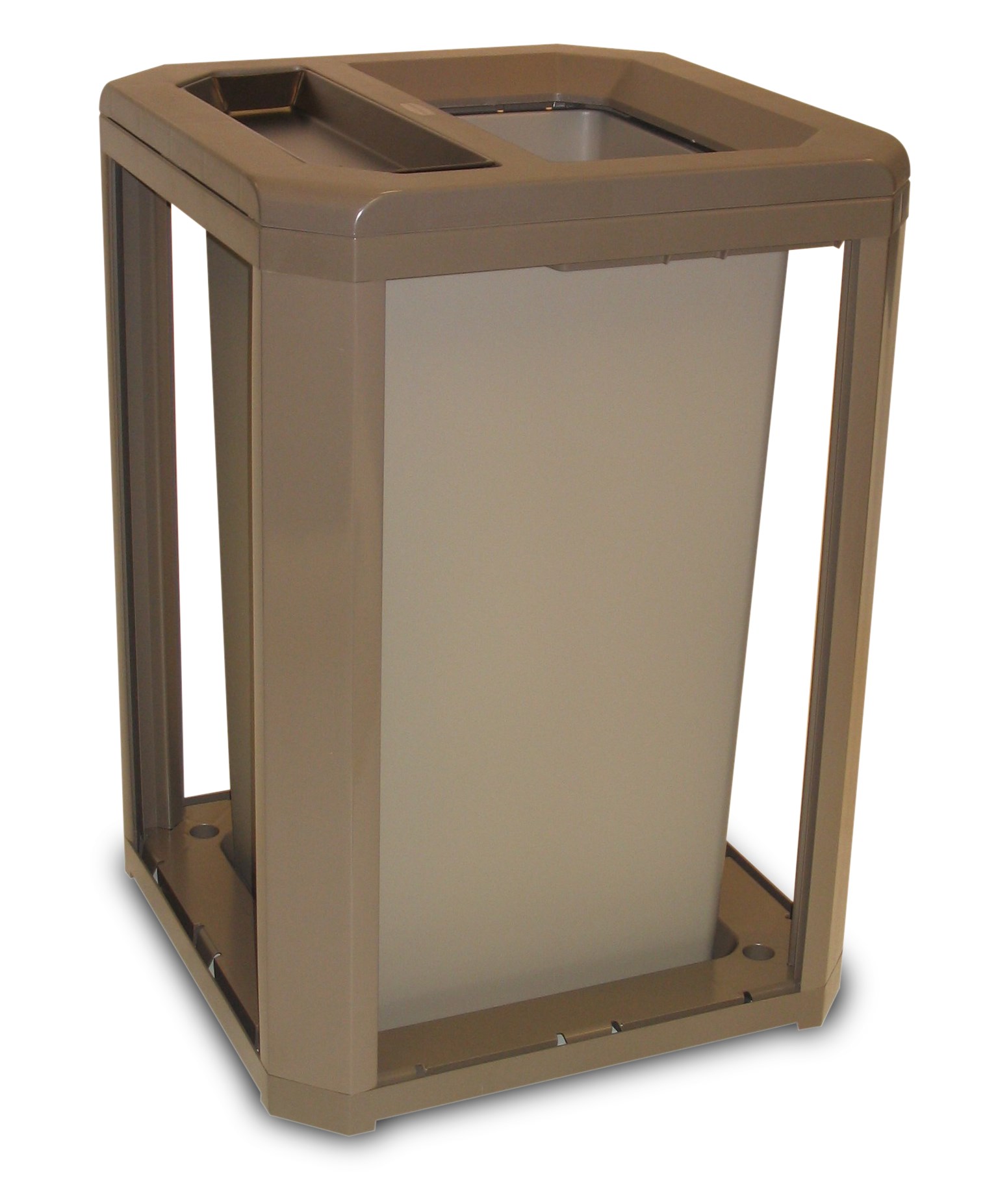 High volume refuse collection and smoking management for indoor and outdoor areas, including building entrances, lobbies and malls